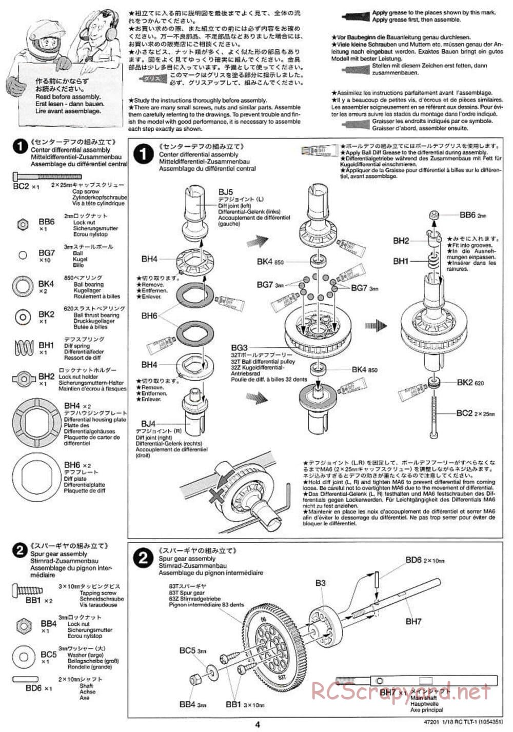 Tamiya - Rock Buster - TLT-1 Chassis - Manual - Page 4