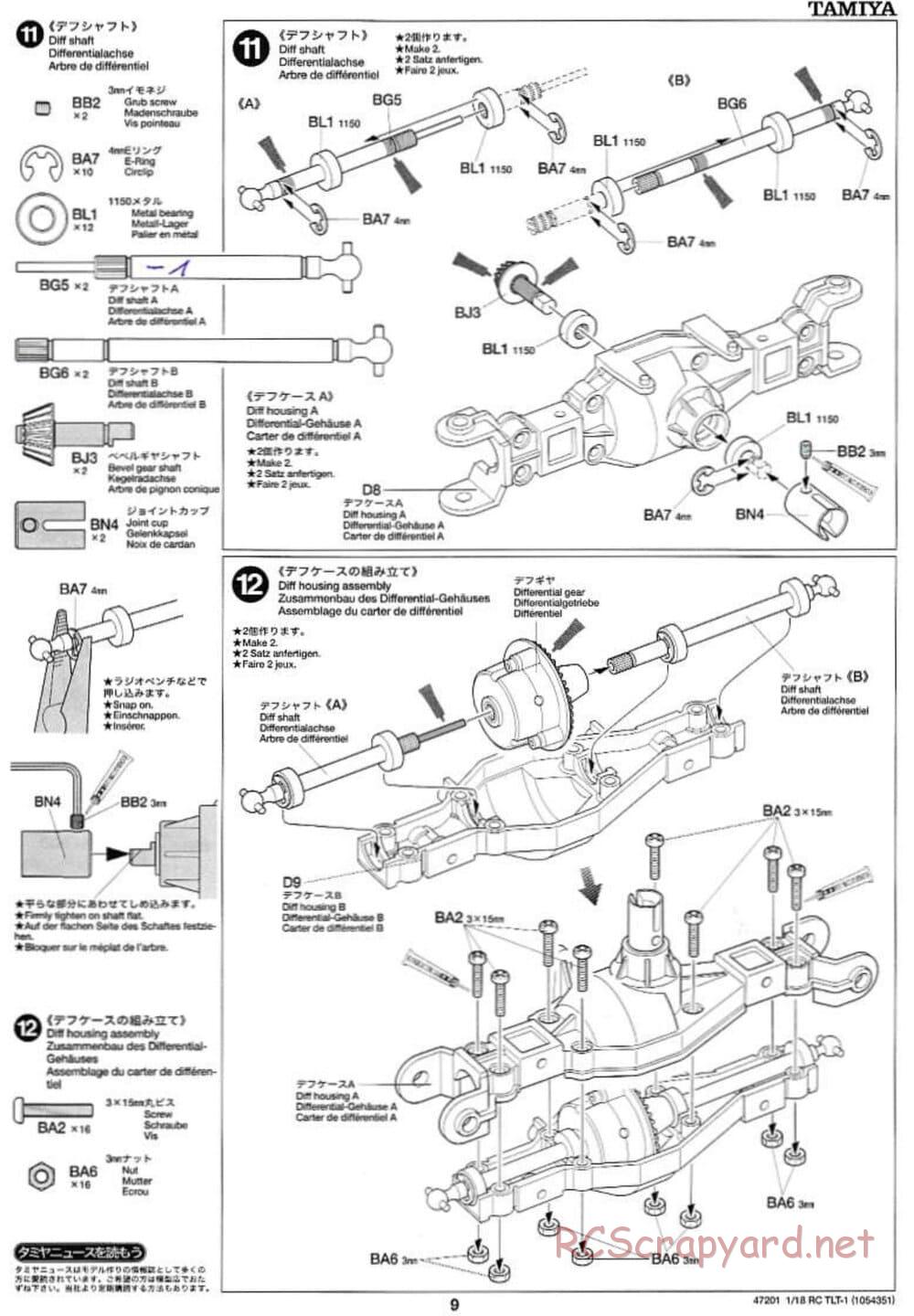 Tamiya - Rock Buster - TLT-1 Chassis - Manual - Page 9
