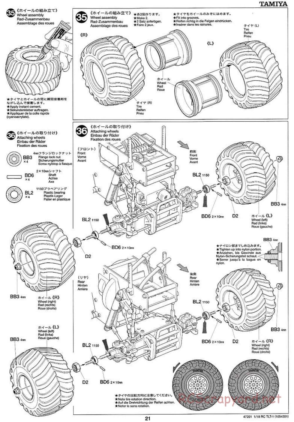 Tamiya - Rock Buster - TLT-1 Chassis - Manual - Page 21