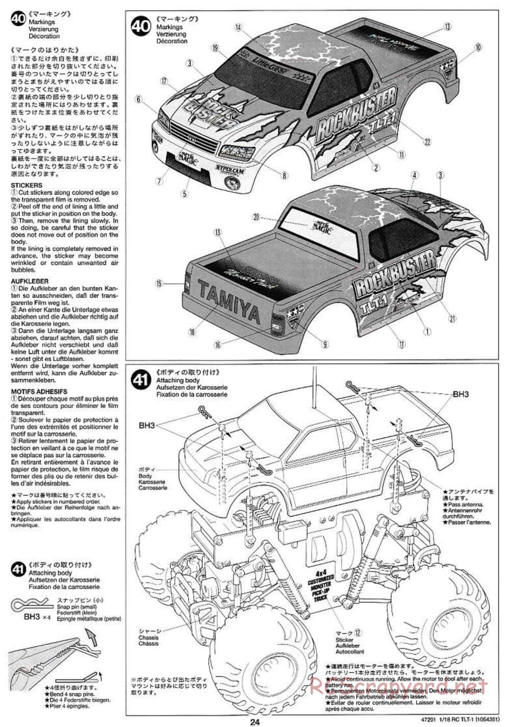 Tamiya - Rock Buster - TLT-1 Chassis - Manual - Page 24