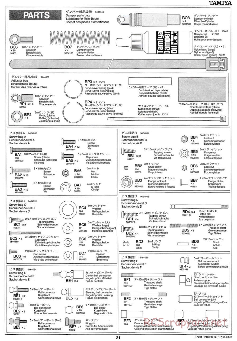 Tamiya - Rock Buster - TLT-1 Chassis - Manual - Page 31