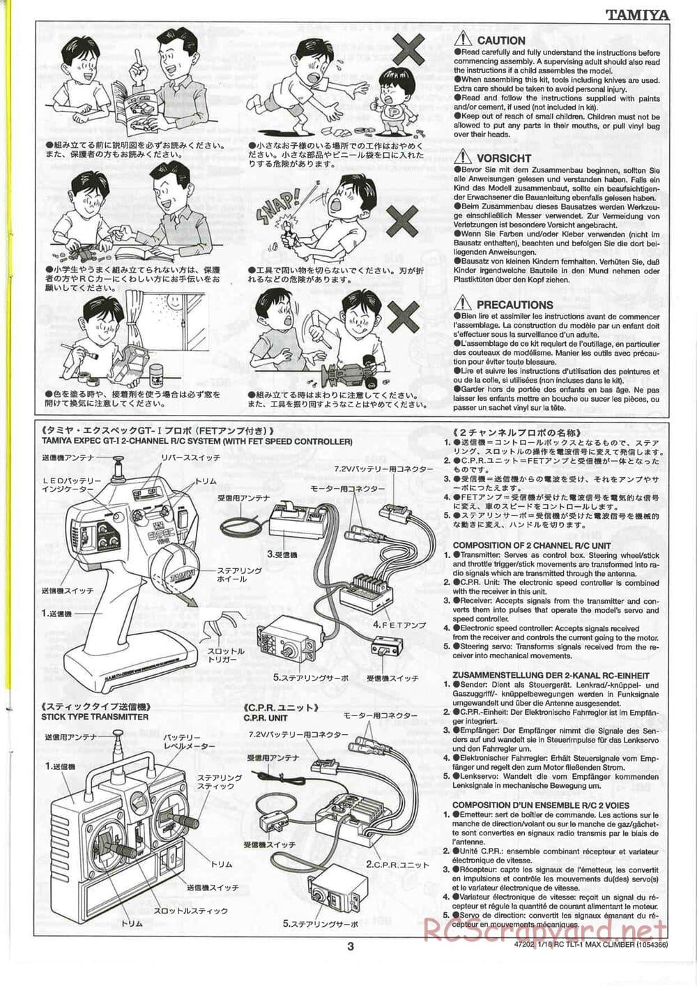 Tamiya - Max Climber - TLT-1 Chassis - Manual - Page 3