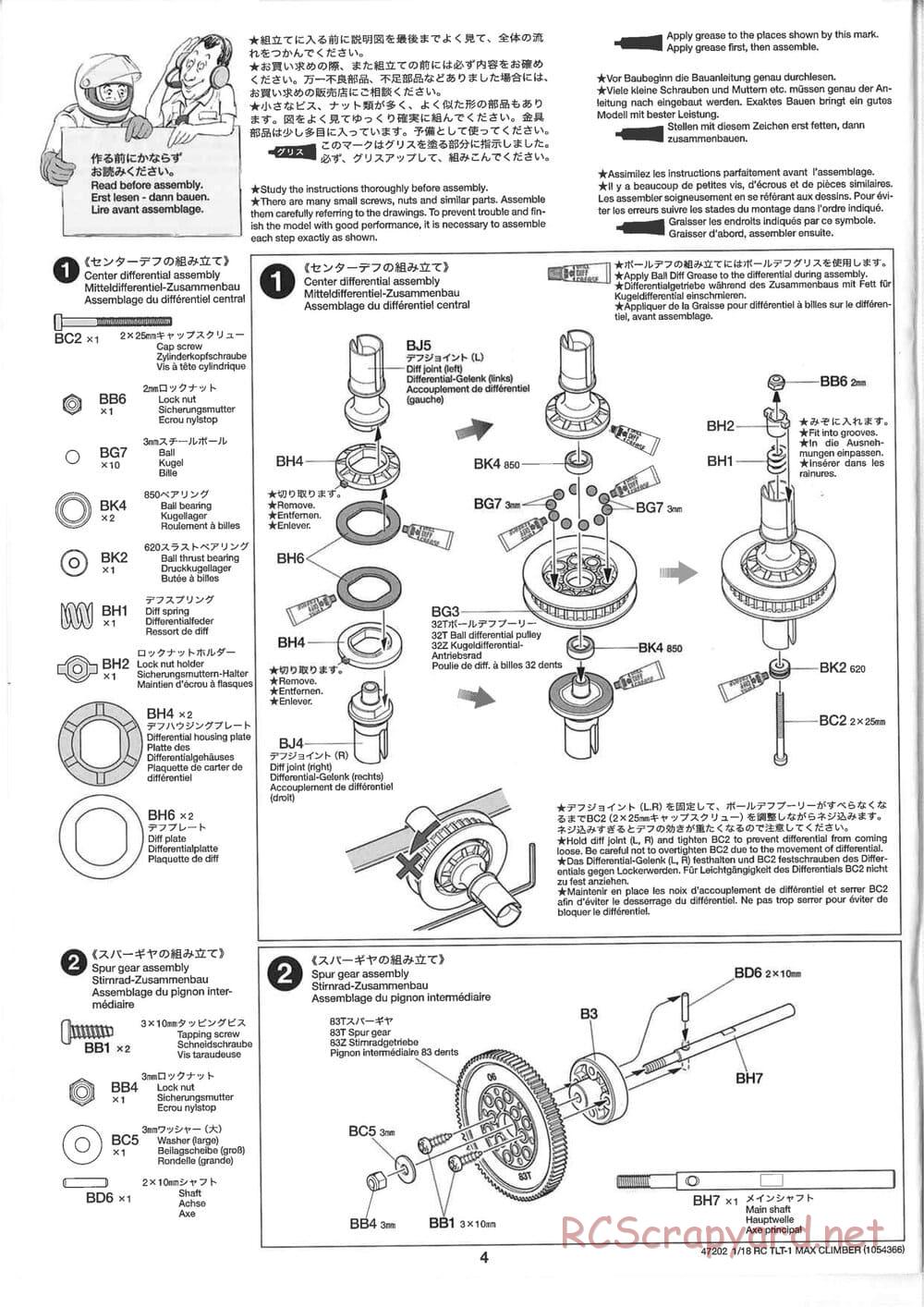 Tamiya - Max Climber - TLT-1 Chassis - Manual - Page 4