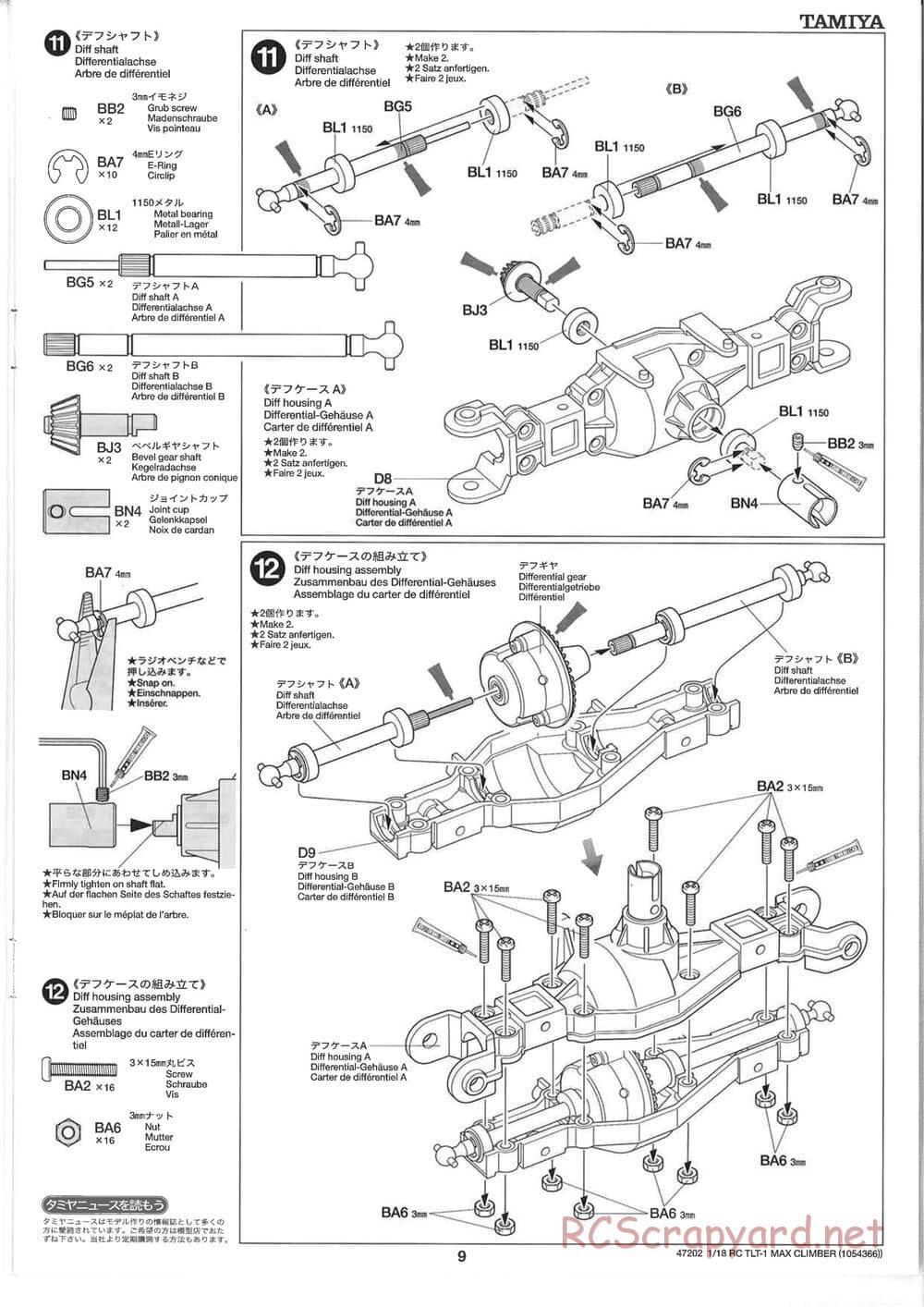 Tamiya - Max Climber - TLT-1 Chassis - Manual - Page 9
