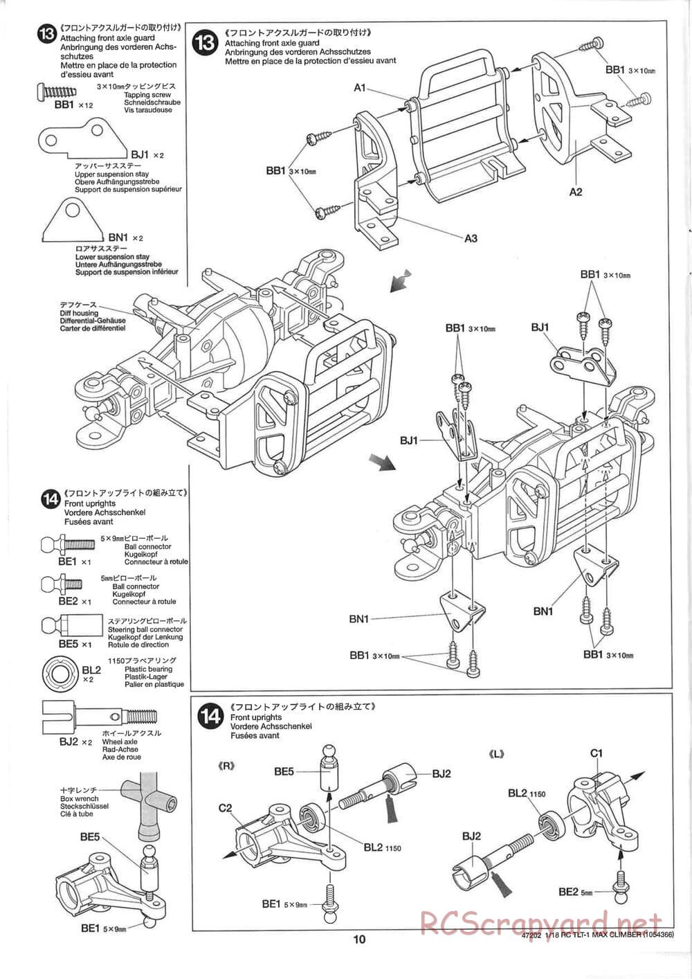 Tamiya - Max Climber - TLT-1 Chassis - Manual - Page 10