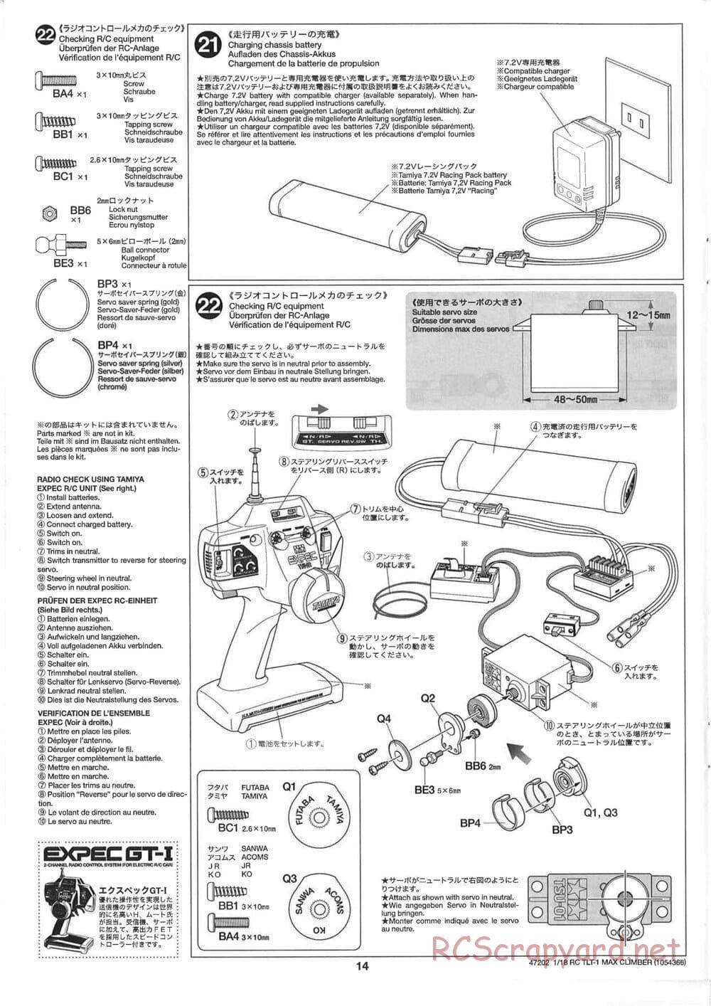 Tamiya - Max Climber - TLT-1 Chassis - Manual - Page 14