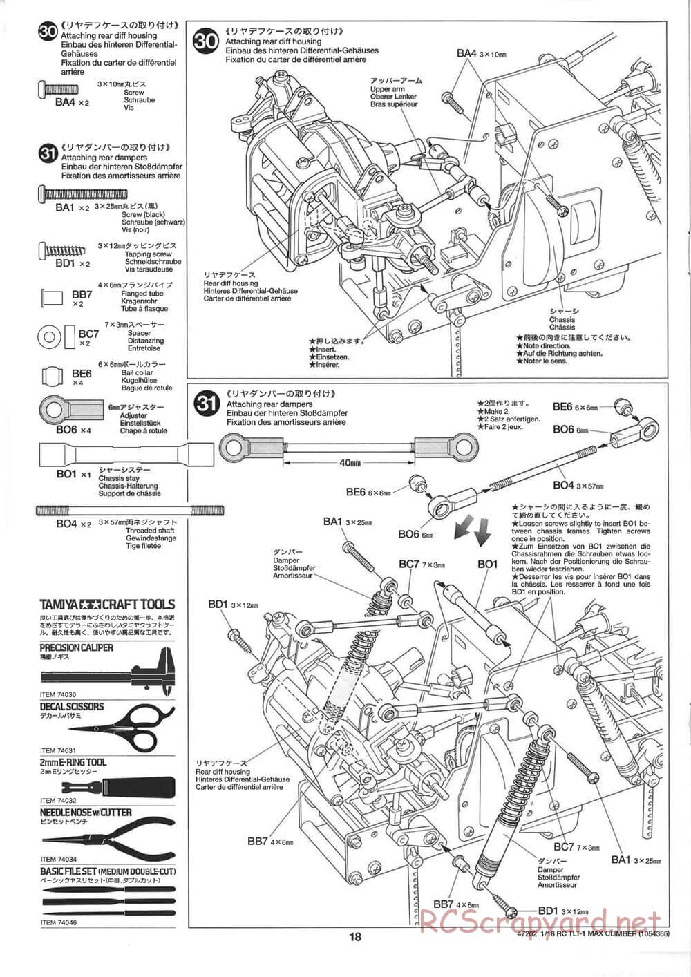 Tamiya - Max Climber - TLT-1 Chassis - Manual - Page 18