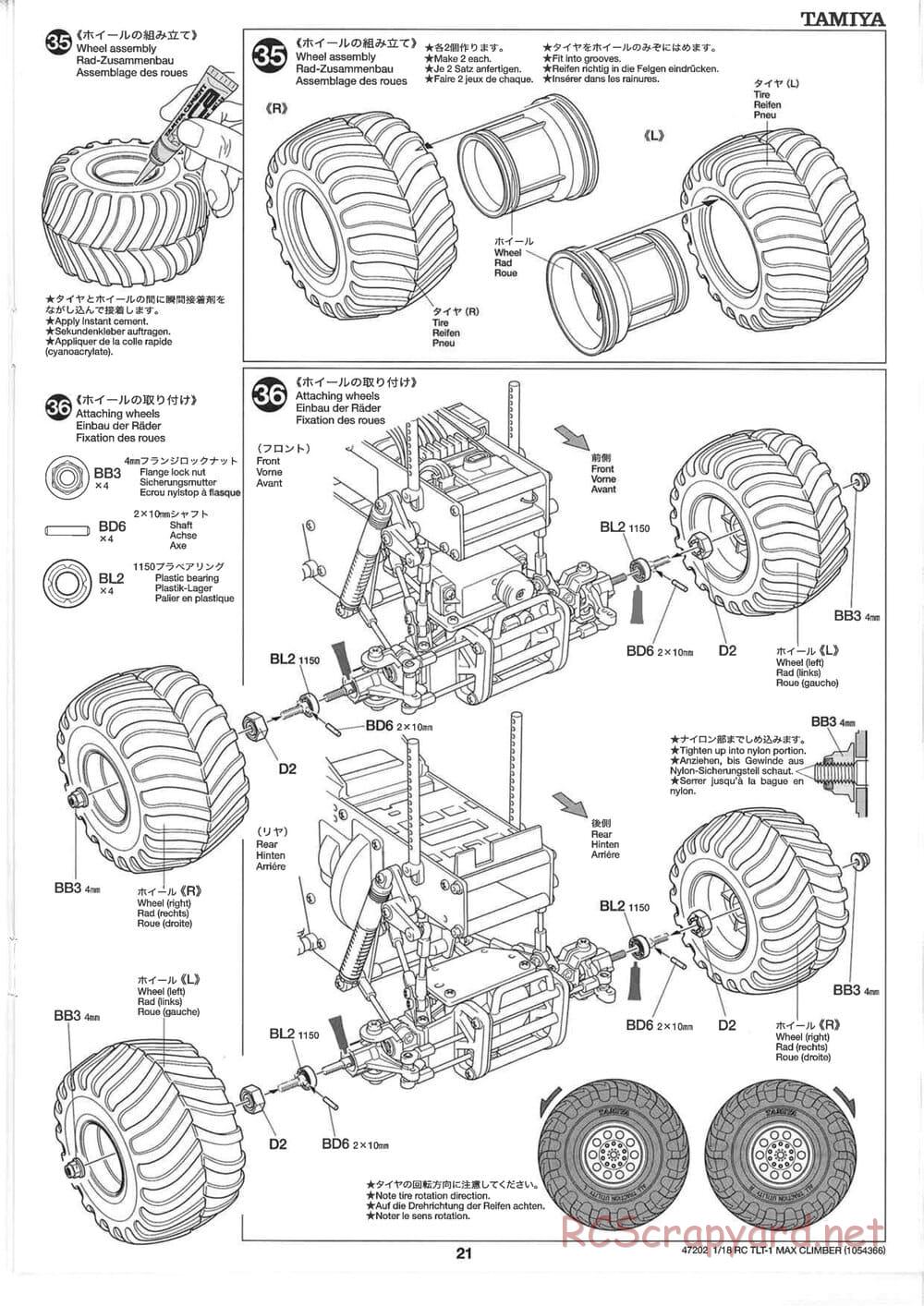 Tamiya - Max Climber - TLT-1 Chassis - Manual - Page 21