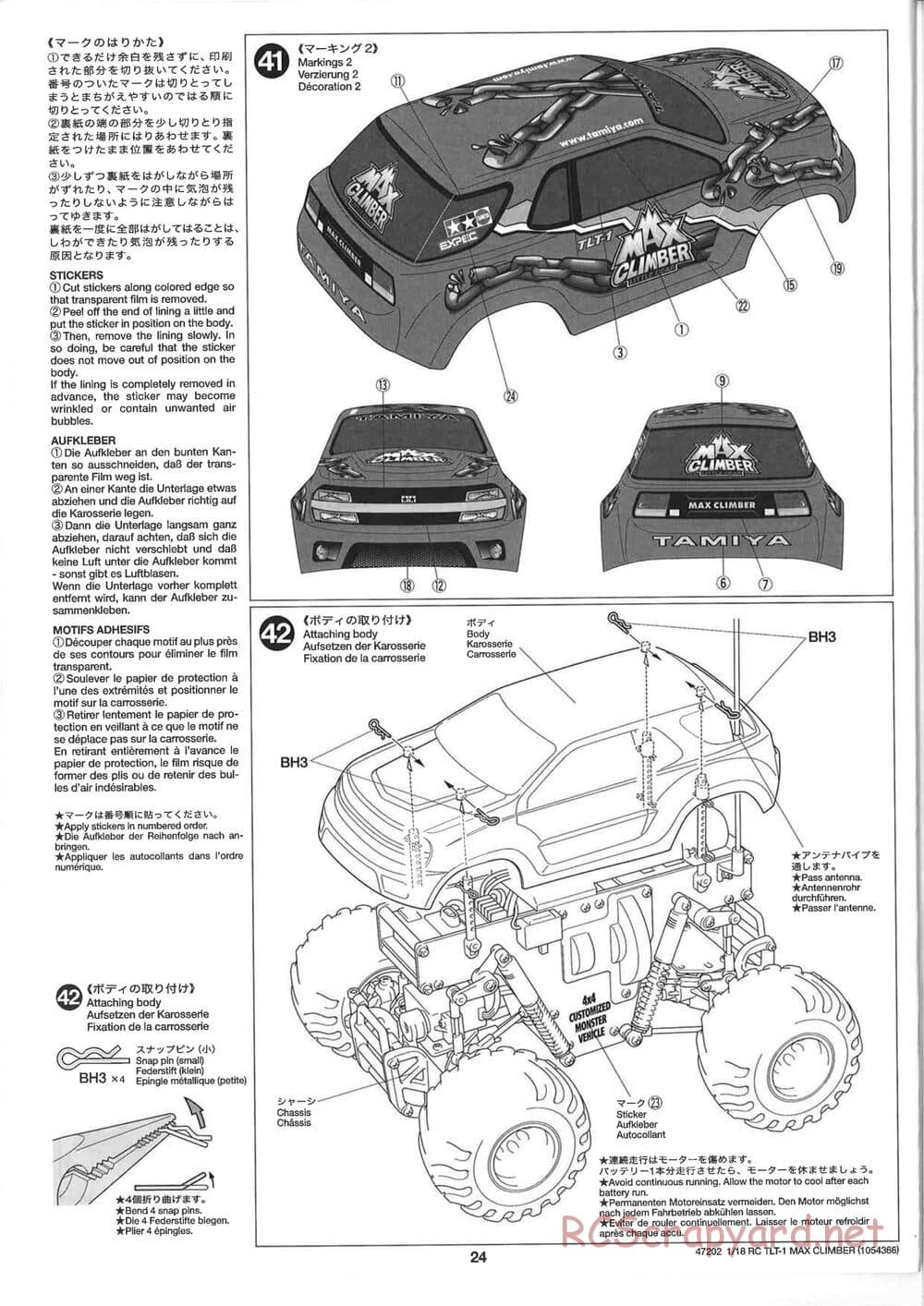 Tamiya - Max Climber - TLT-1 Chassis - Manual - Page 24