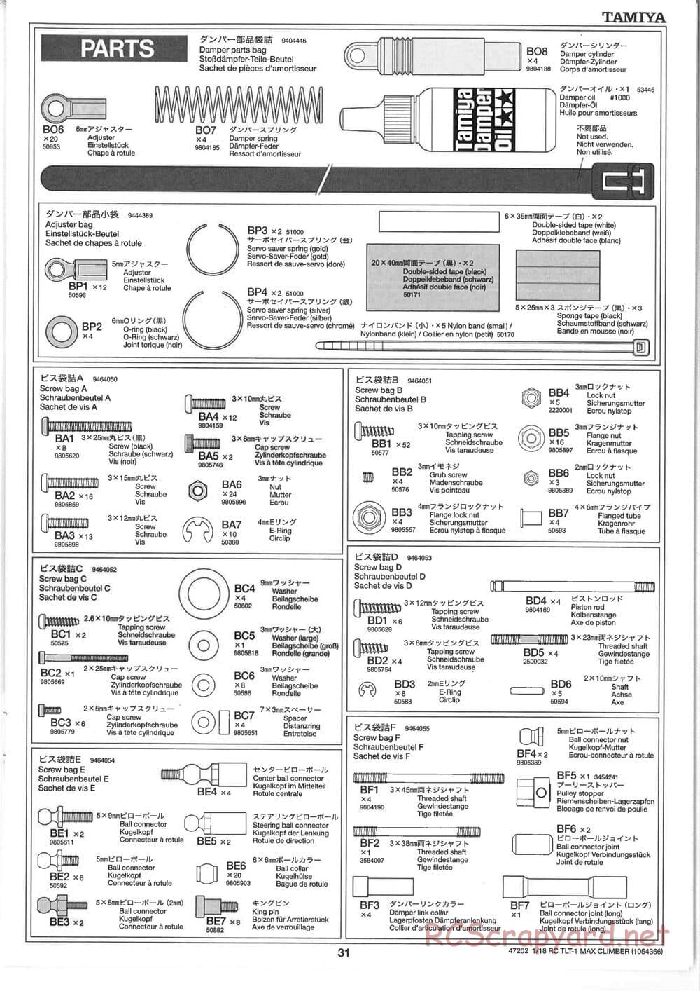 Tamiya - Max Climber - TLT-1 Chassis - Manual - Page 31