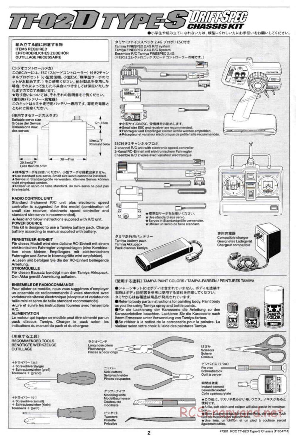 Tamiya - TT-02D Type-S Chassis - Manual - Page 2