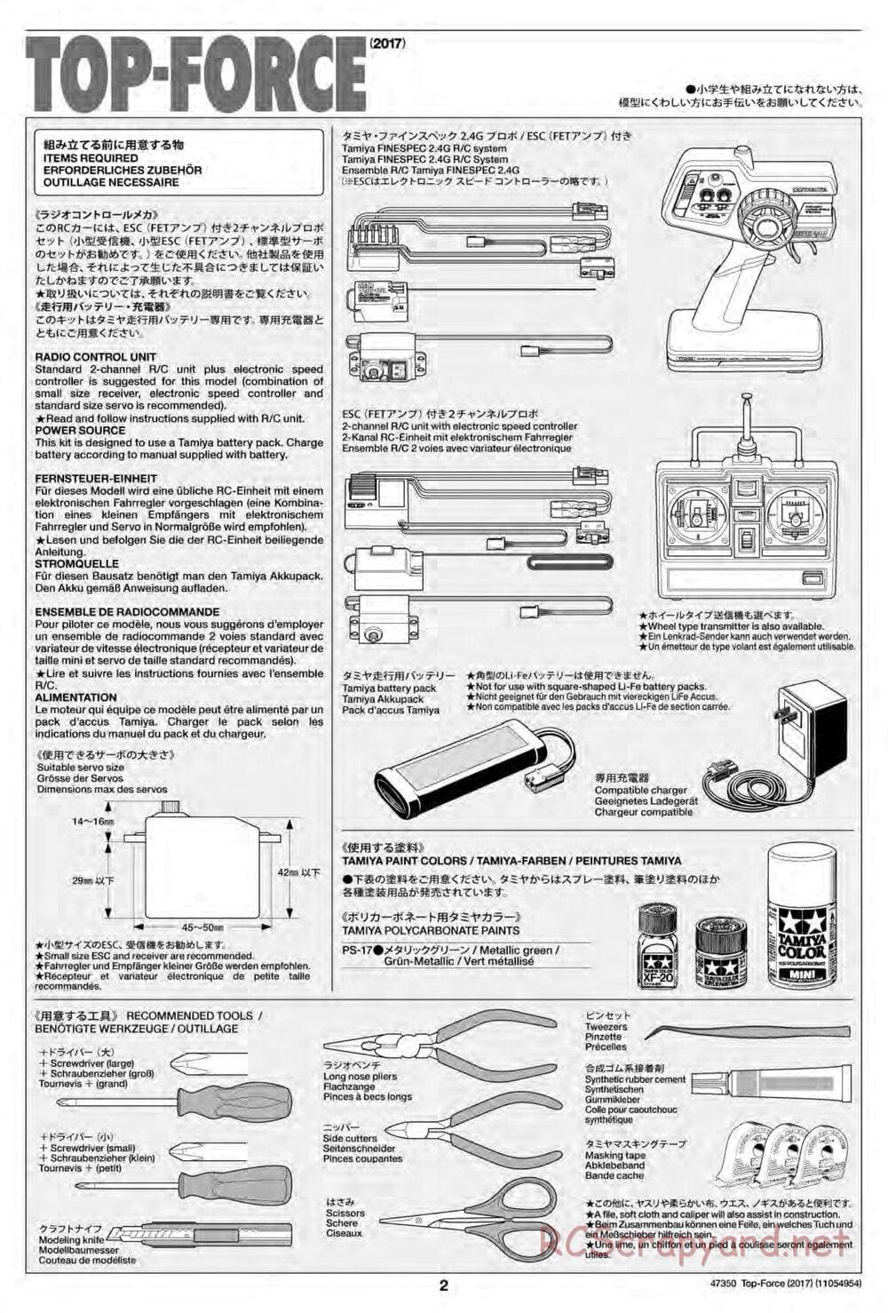 Tamiya - Top Force 2017 - DF-01 Chassis - Manual - Page 2