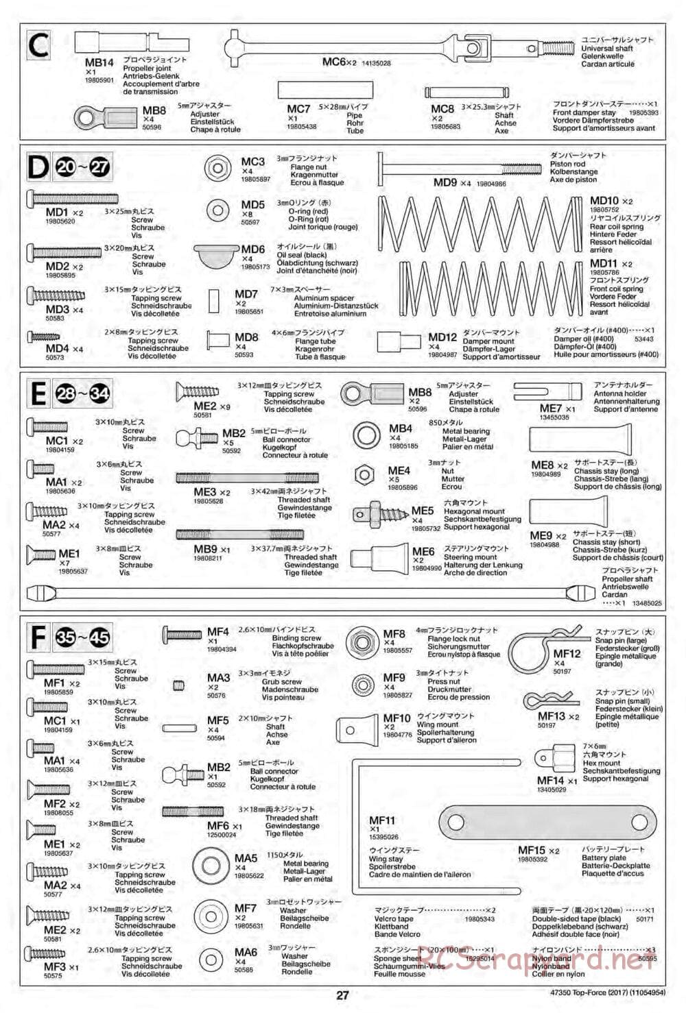 Tamiya - Top Force 2017 - DF-01 Chassis - Manual - Page 27