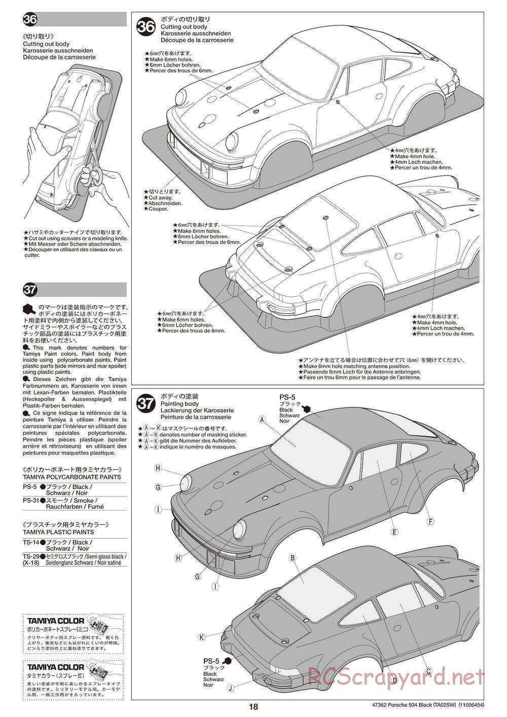 Tamiya - Porsche Turbo RSR Type 934 - Black - TA02SW Chassis - Manual - Page 18