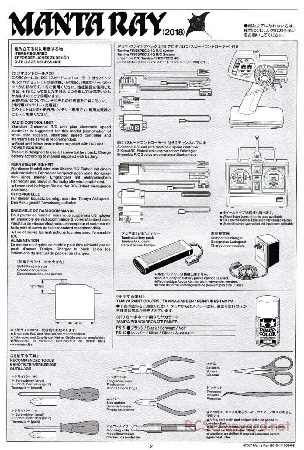 Tamiya - Manta Ray 2018 - DF-01 Chassis - Manual - Page 2