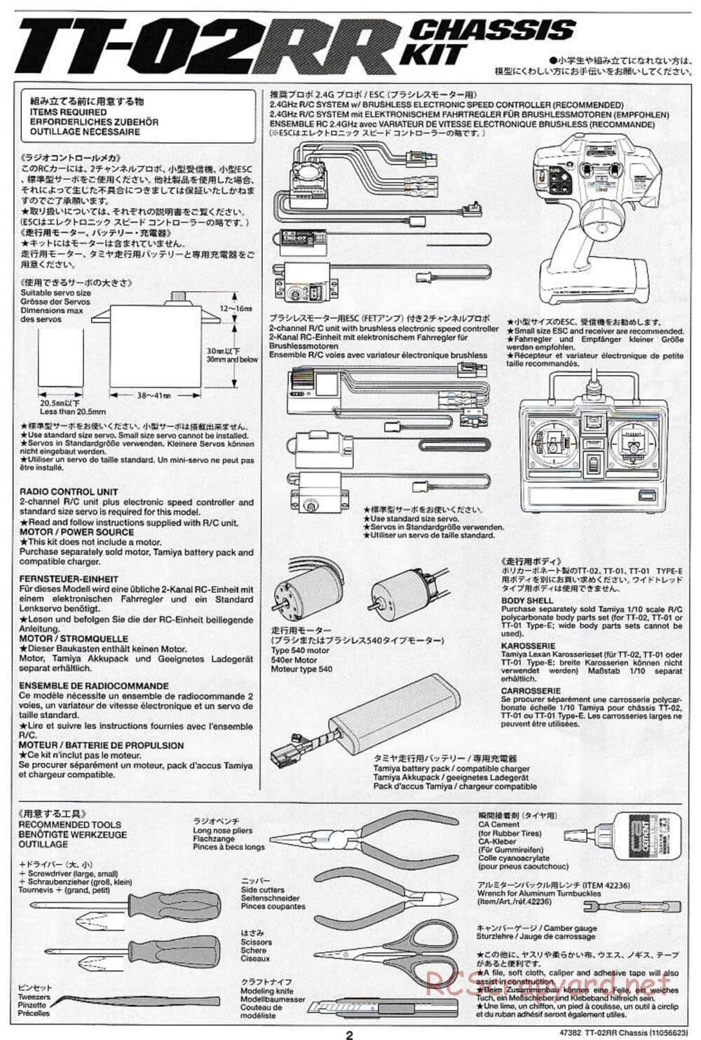 Tamiya - TT-02RR Chassis - Manual - Page 2