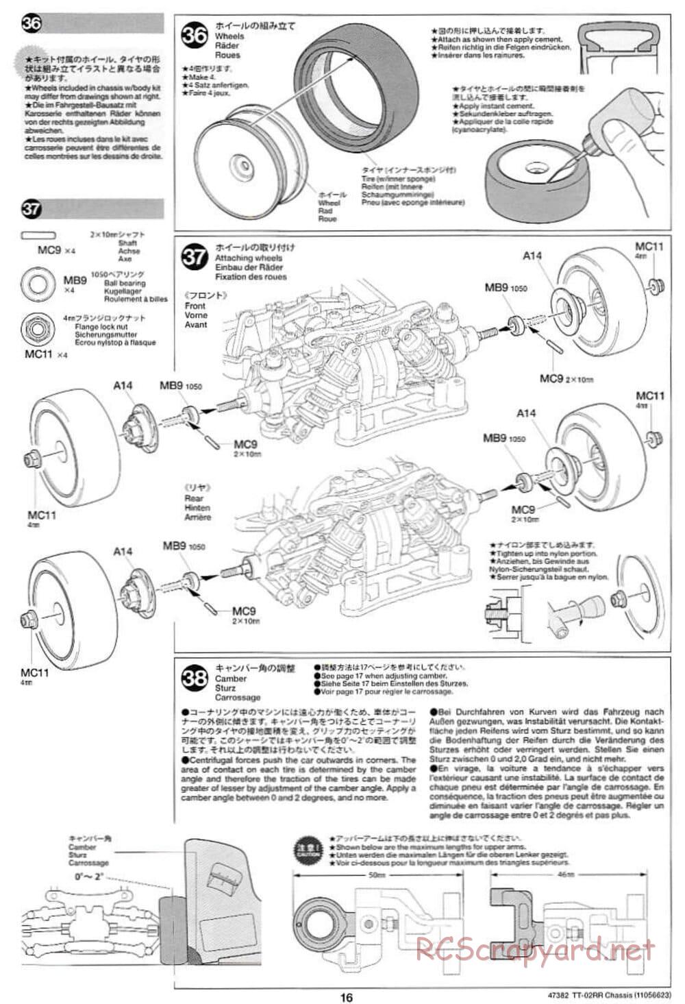 Tamiya - TT-02RR Chassis - Manual - Page 16