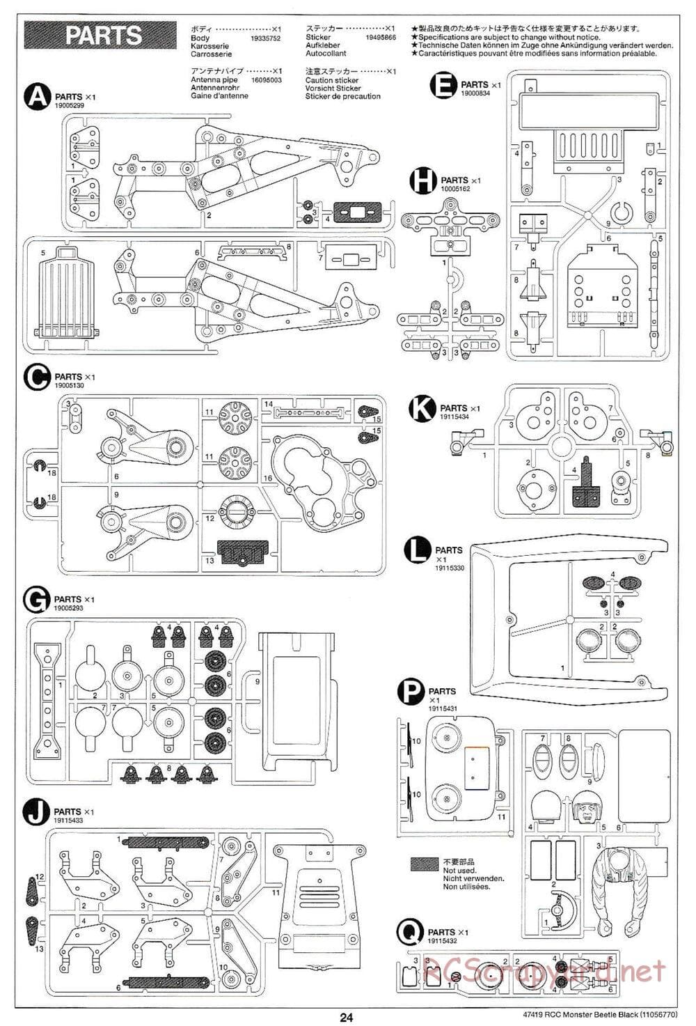 Tamiya - Monster Beetle Black Edition - ORV Chassis - Manual - Page 24