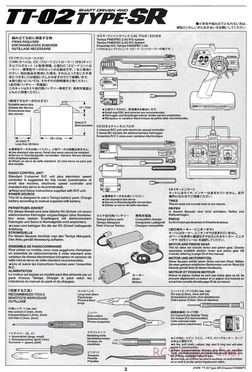 Tamiya - TT-02 Type-SR Chassis - Manual - Page 2