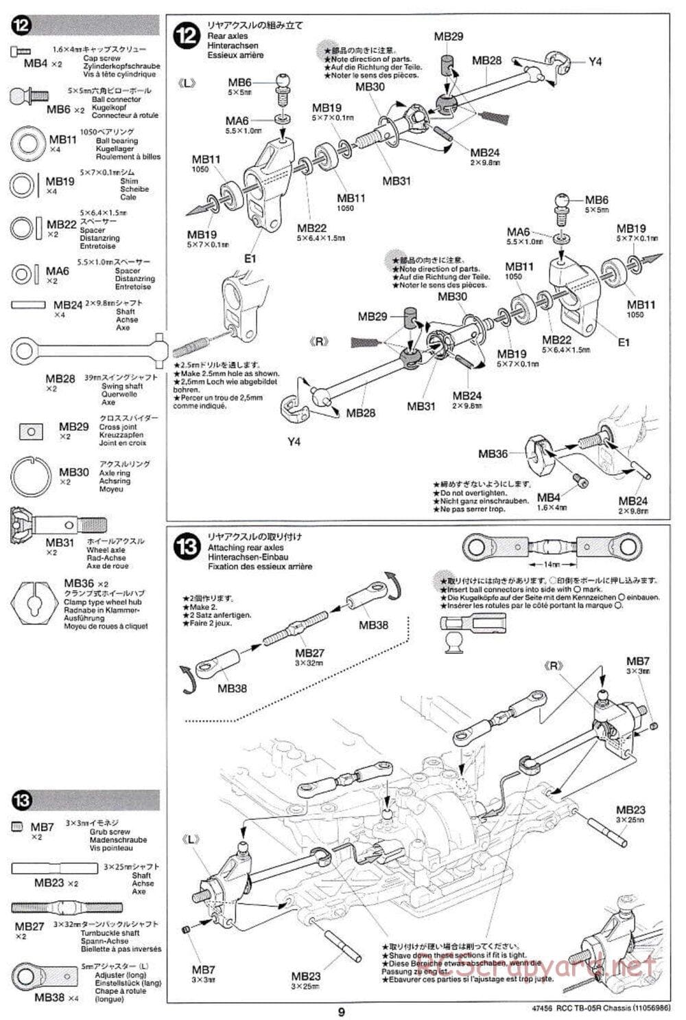 Tamiya - TB-05R Chassis - Manual - Page 9
