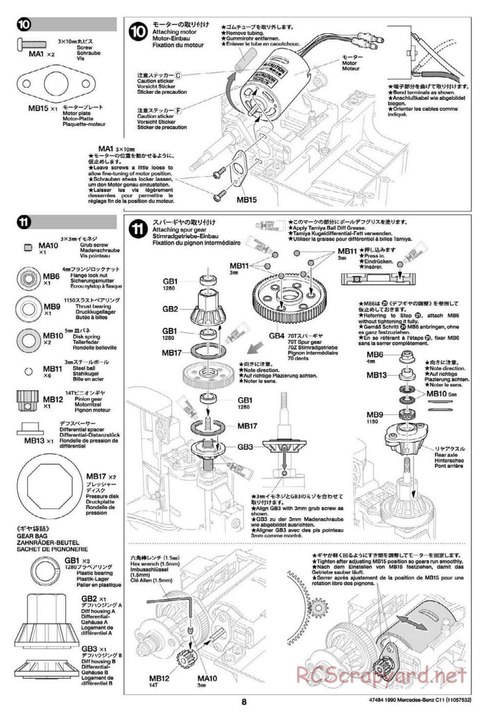 Tamiya - 1990 Mercedes-Benz C11 - Group-C Chassis - Manual - Page 8