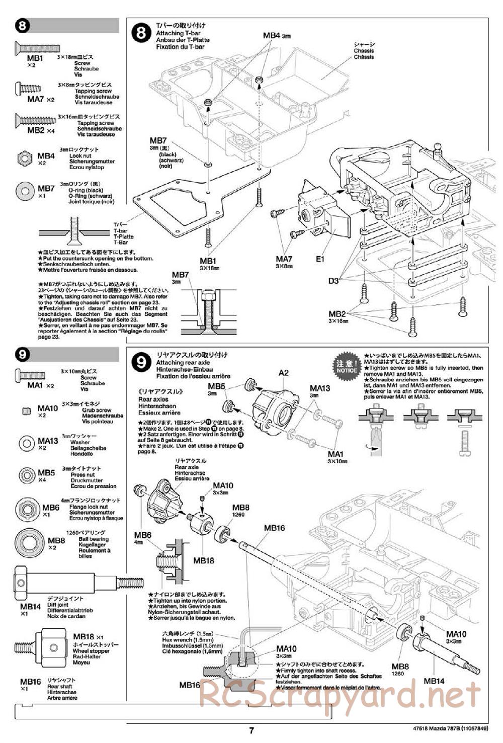 Tamiya - Mazda 787B - Group-C Chassis - Manual - Page 7