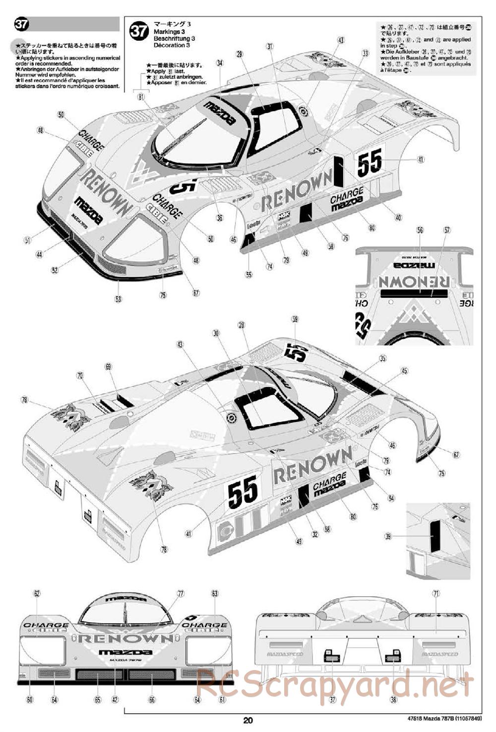 Tamiya - Mazda 787B - Group-C Chassis - Manual - Page 20