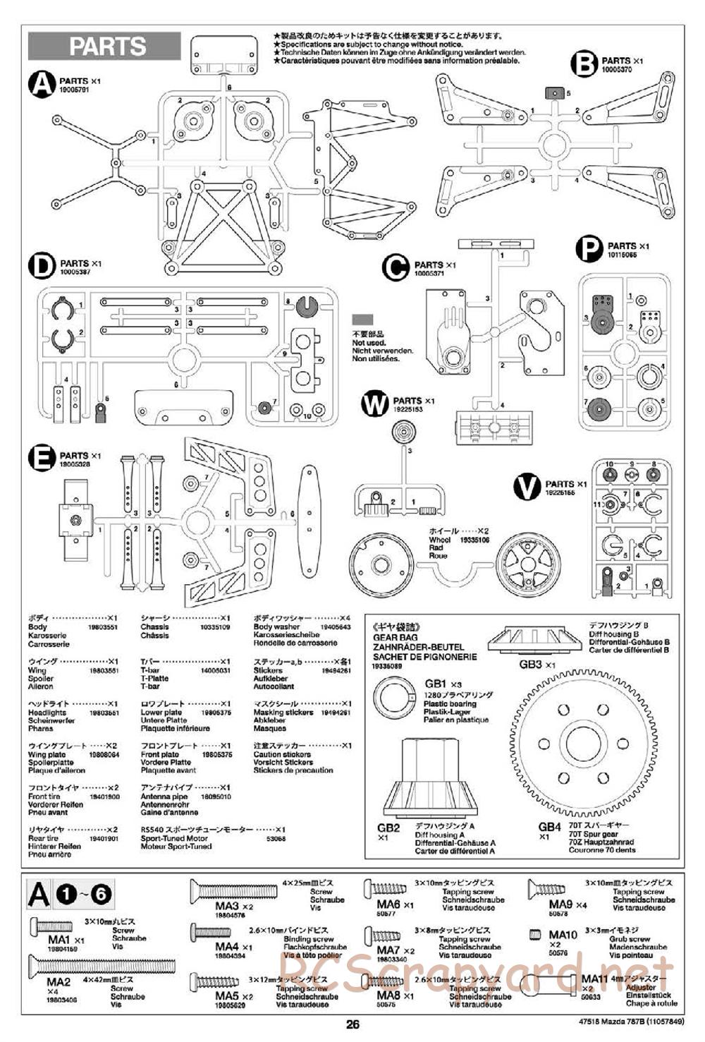 Tamiya - Mazda 787B - Group-C Chassis - Manual - Page 26