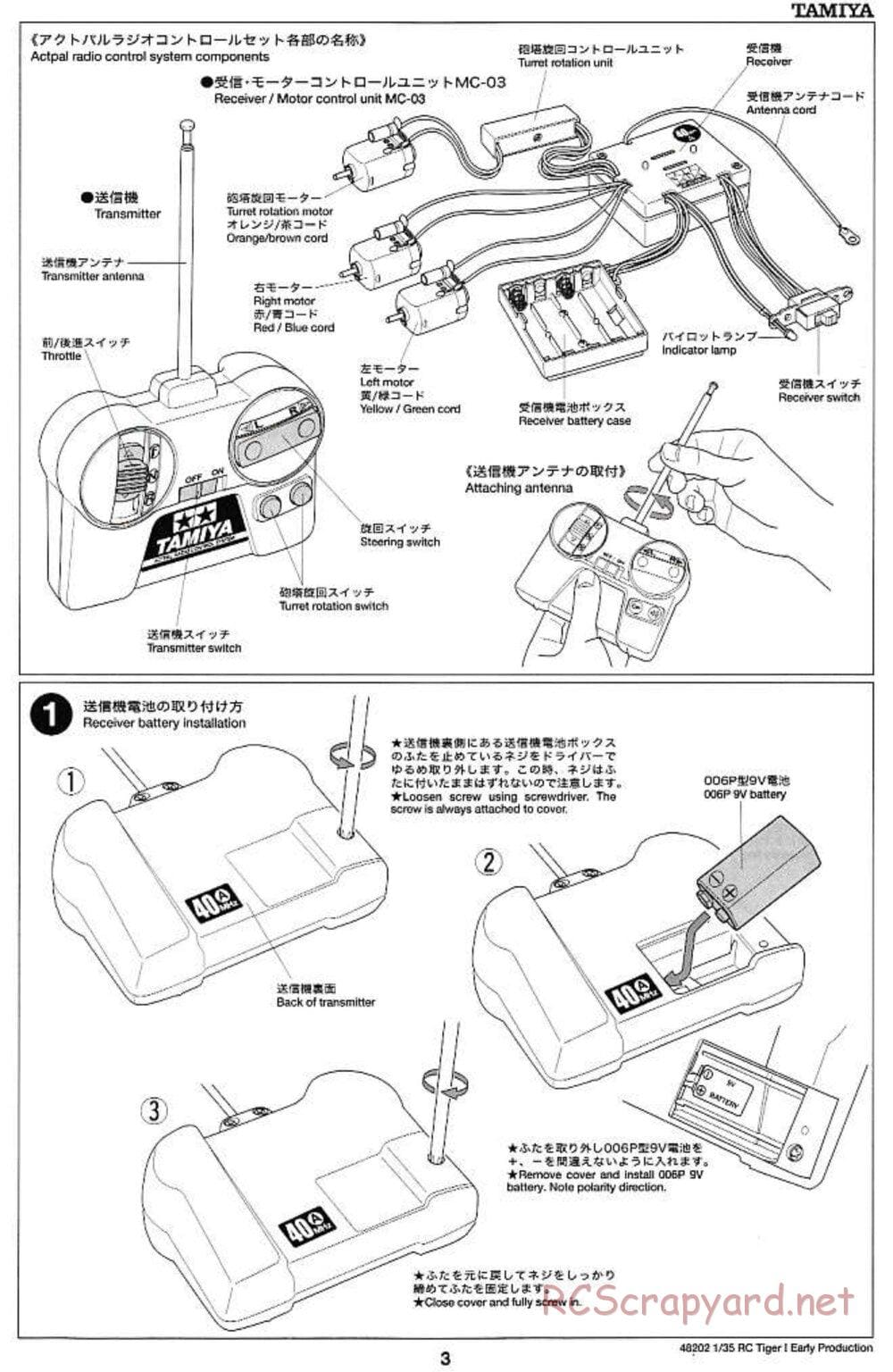 Tamiya - German Tiger 1 Early Production - 1/35 Scale Chassis - Manual - Page 3