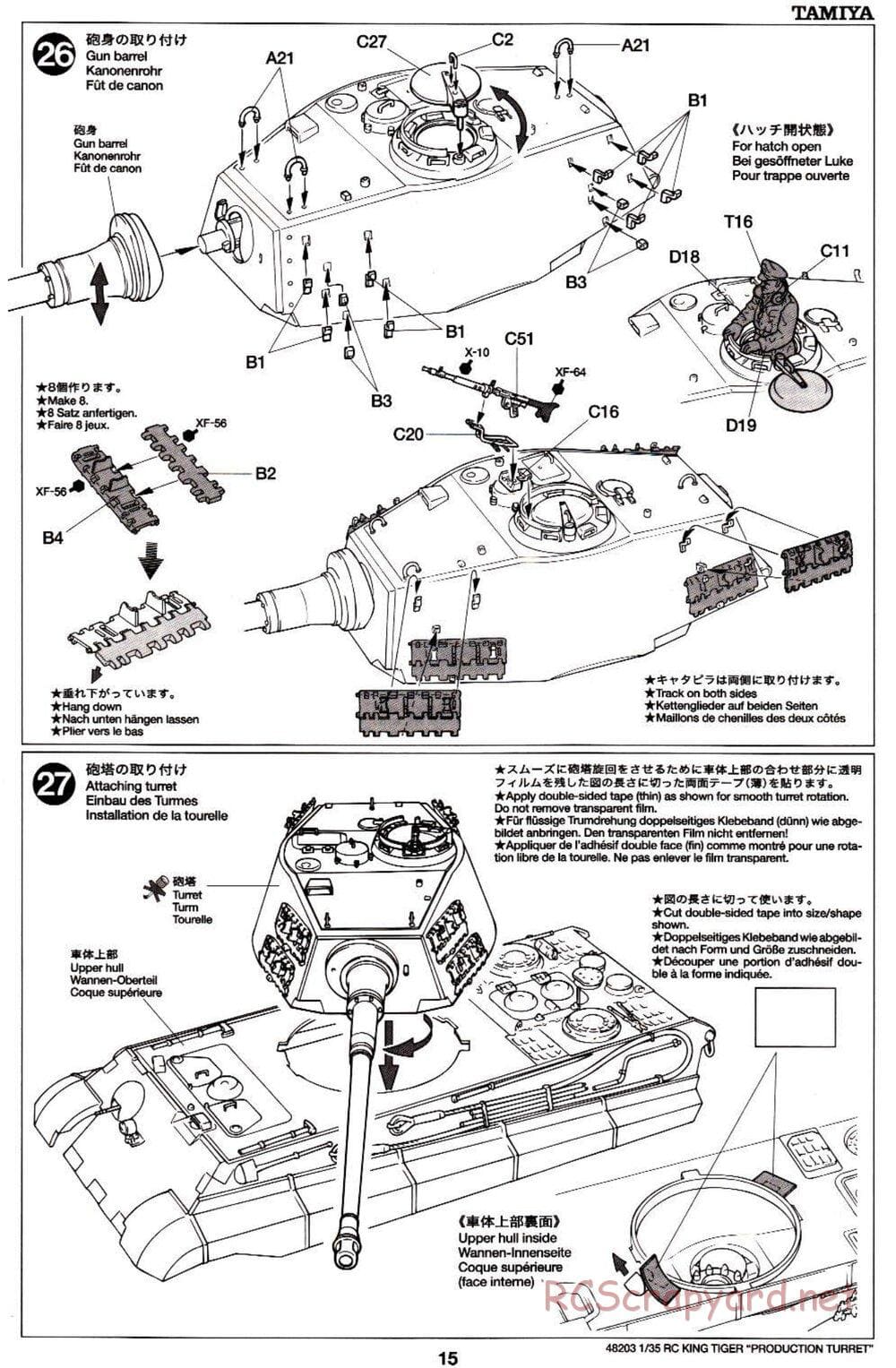 Tamiya - German King Tiger (Production Turret) - 1/35 Scale Chassis - Manual - Page 15