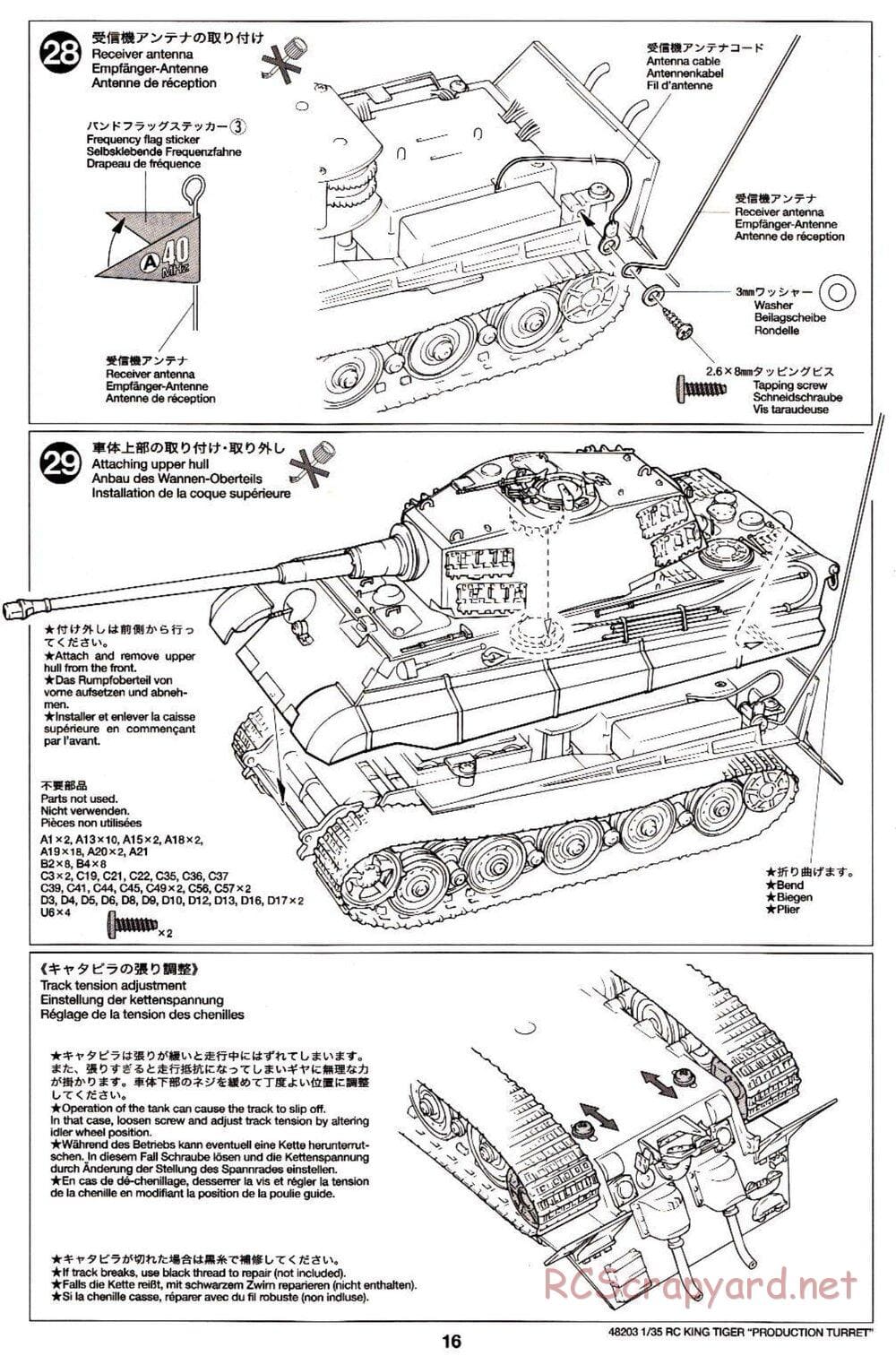 Tamiya - German King Tiger (Production Turret) - 1/35 Scale Chassis - Manual - Page 16