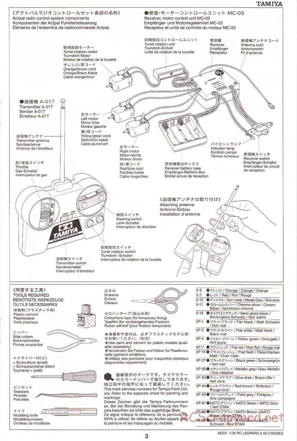 Tamiya - Leopard 2 A5 Main Battle Tank - 1/35 Scale Chassis - Manual - Page 3