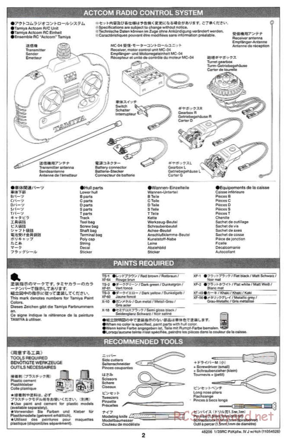 Tamiya - German Panzerkampfwagen IV Ausf.J - 1/35 Scale Chassis - Manual - Page 2