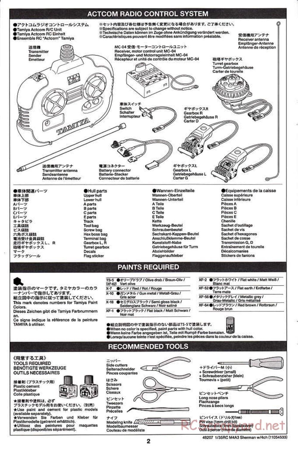 Tamiya - US Medium Tank M4A3 Sherman - 1/35 Scale Chassis - Manual - Page 2