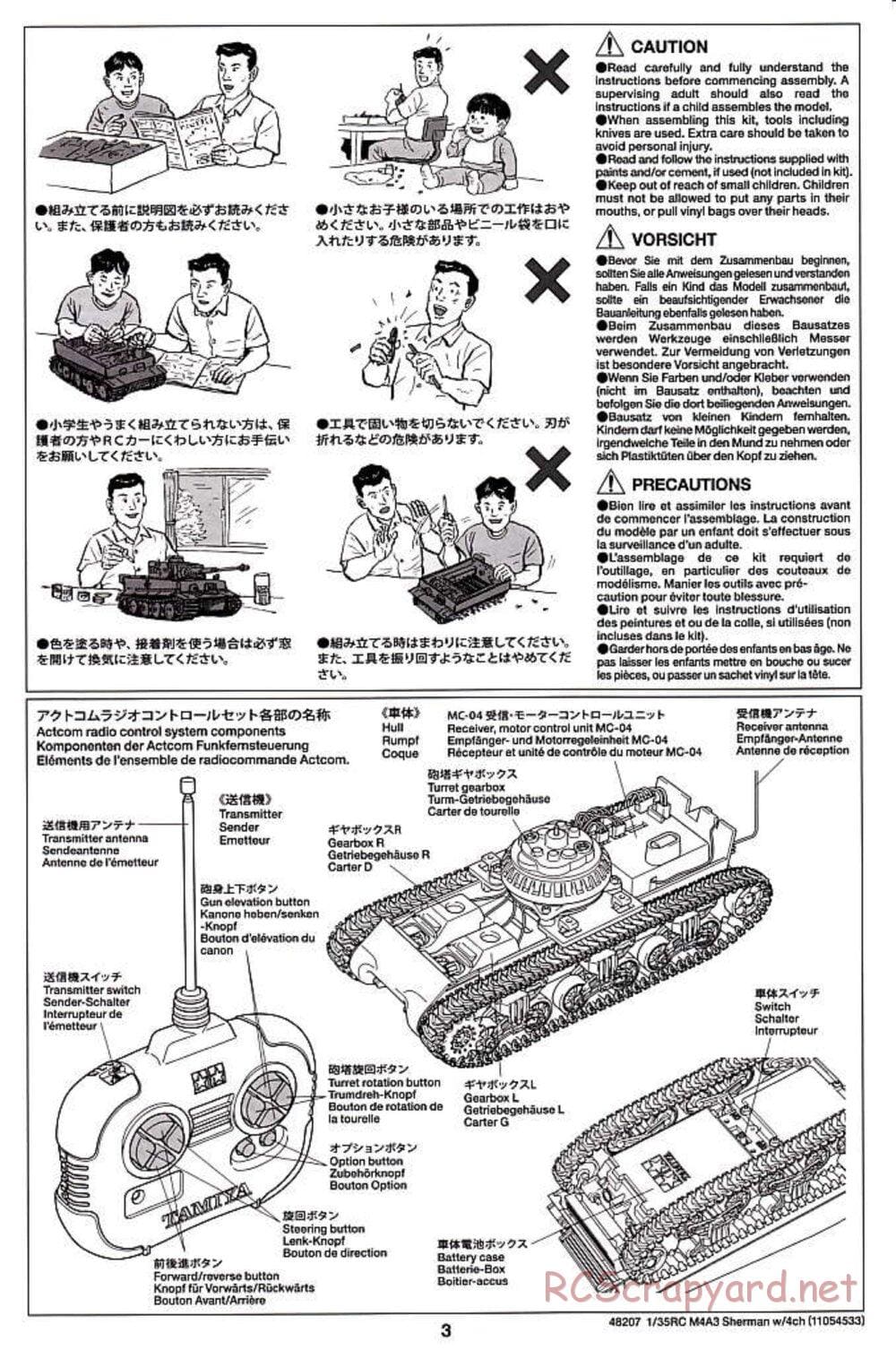 Tamiya - US Medium Tank M4A3 Sherman - 1/35 Scale Chassis - Manual - Page 3