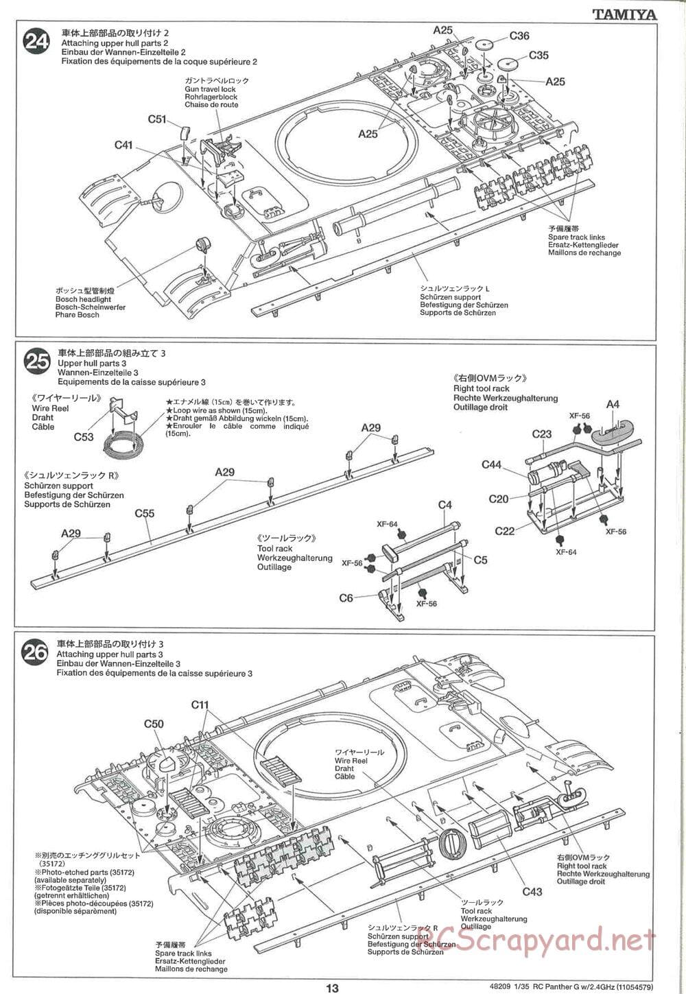 Tamiya - German Panther Type G - Late Version - 1/35 Scale Chassis - Manual - Page 13