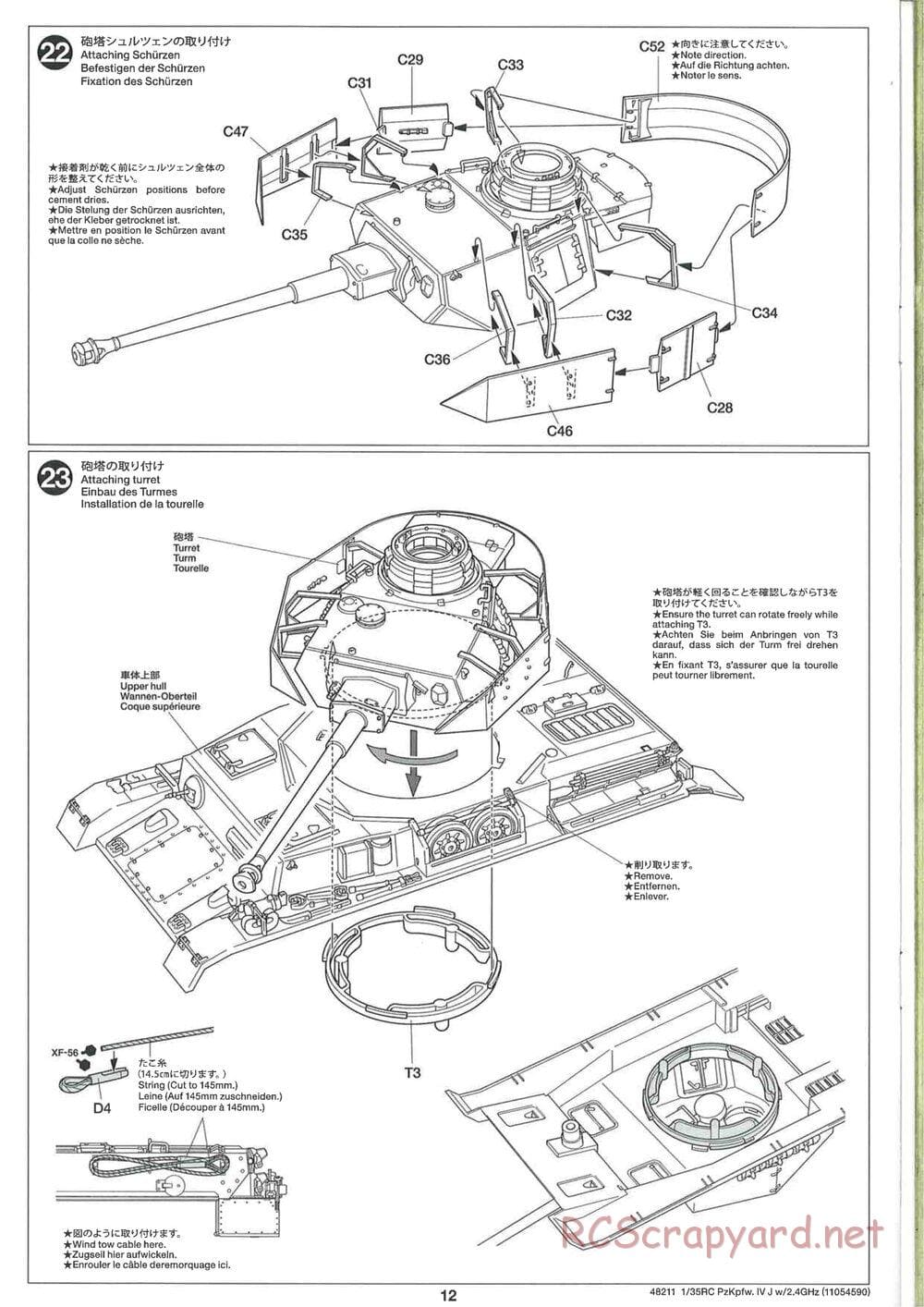 Tamiya - German Panzerkampfwagen IV Ausf.J - 1/35 Scale Chassis - Manual - Page 12
