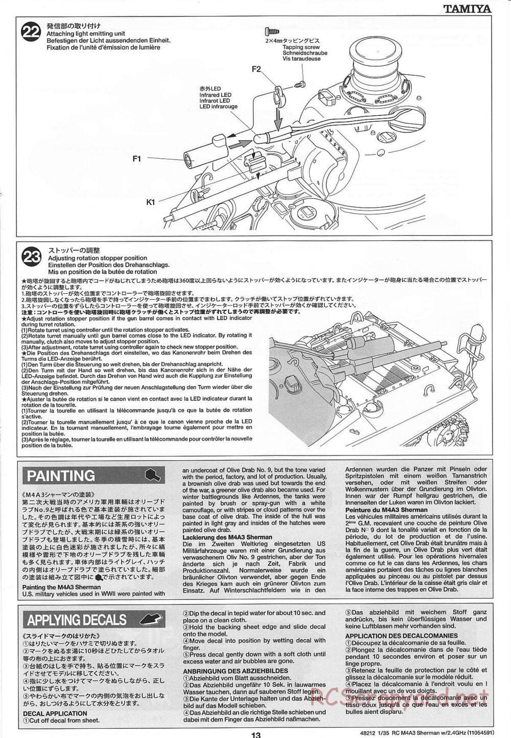 Tamiya - US Medium Tank M4A3 Sherman - 1/35 Scale Chassis - Manual - Page 13