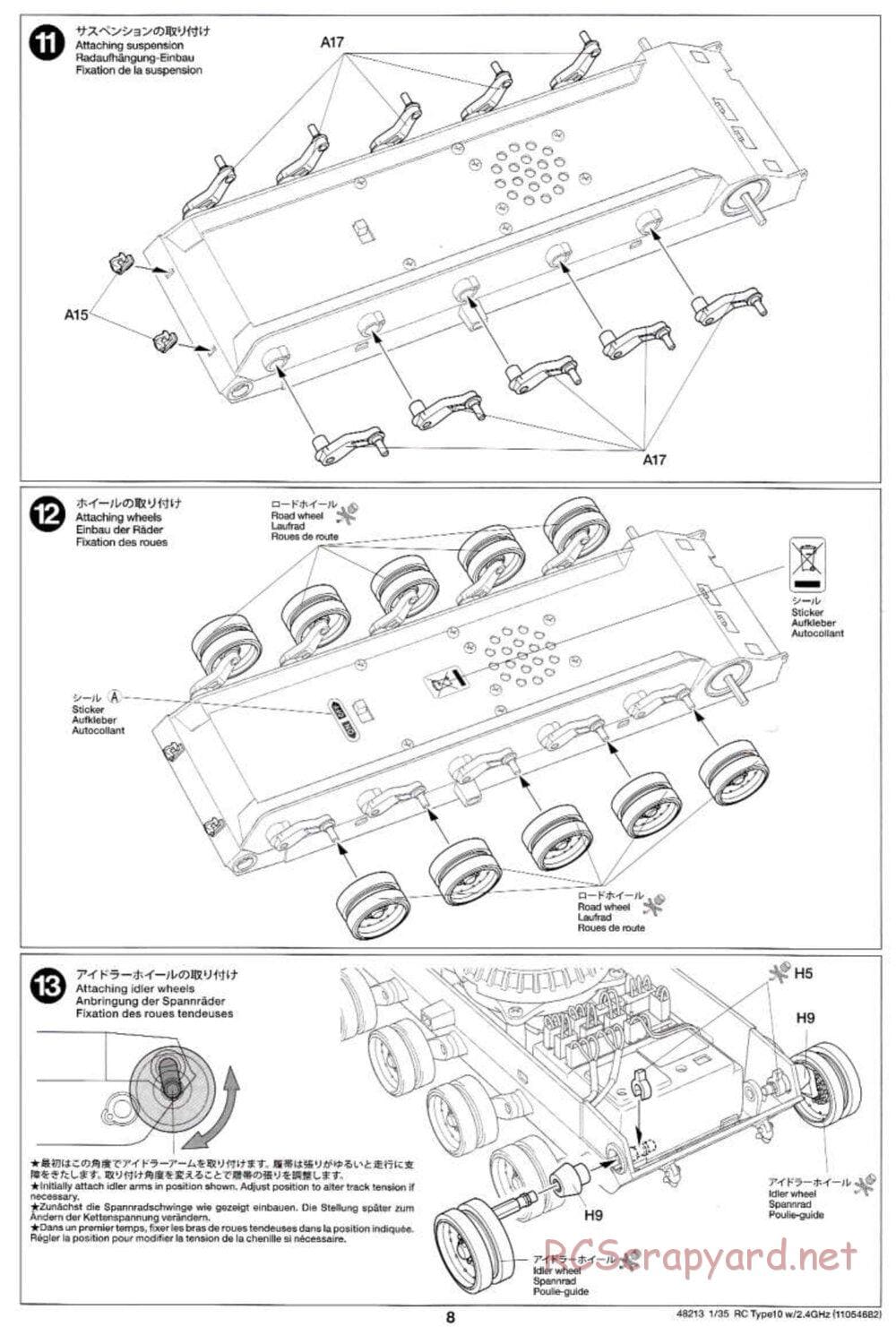 Tamiya - JGSDF Type 10 Tank - 1/35 Scale Chassis - Manual - Page 8