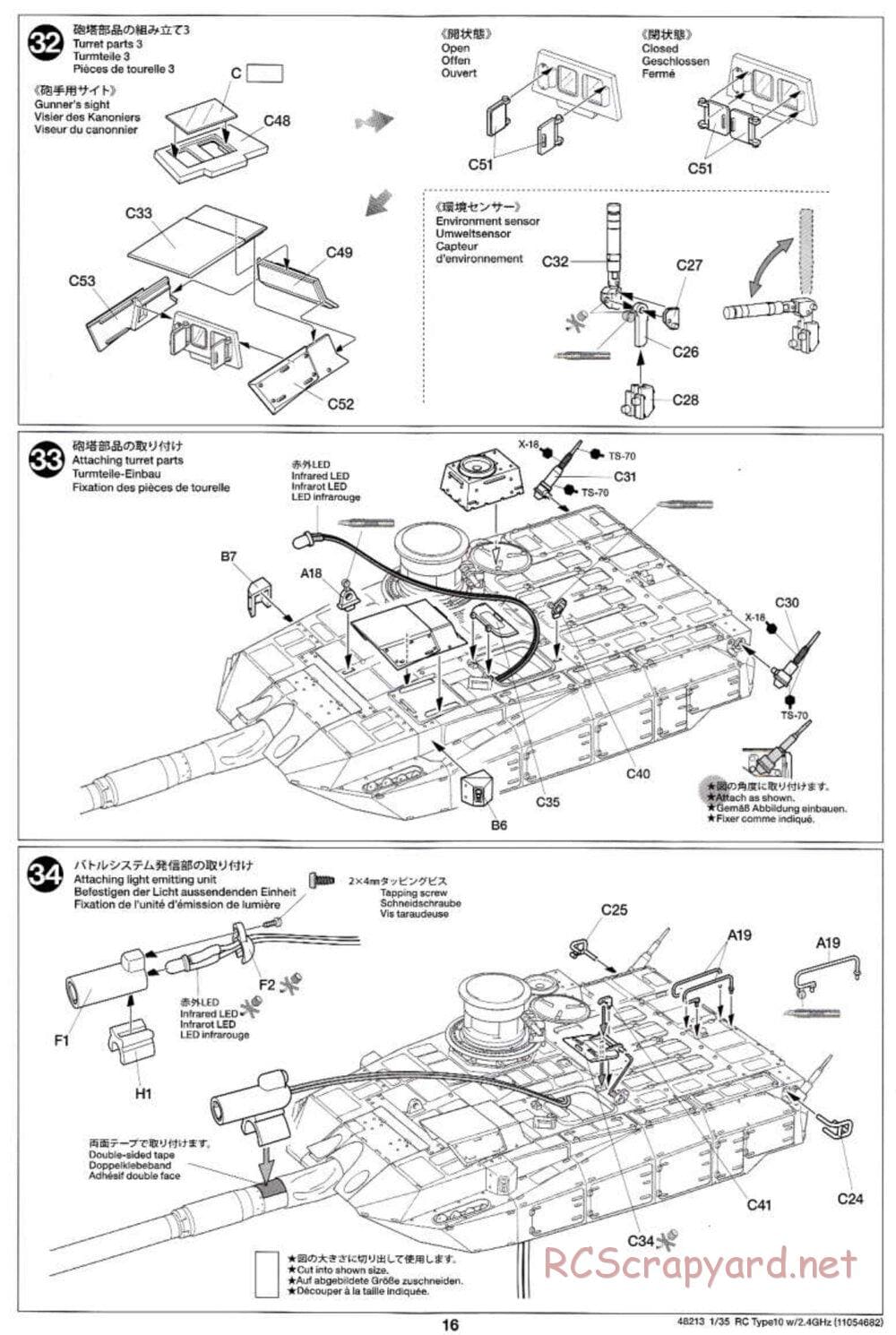 Tamiya - JGSDF Type 10 Tank - 1/35 Scale Chassis - Manual - Page 16