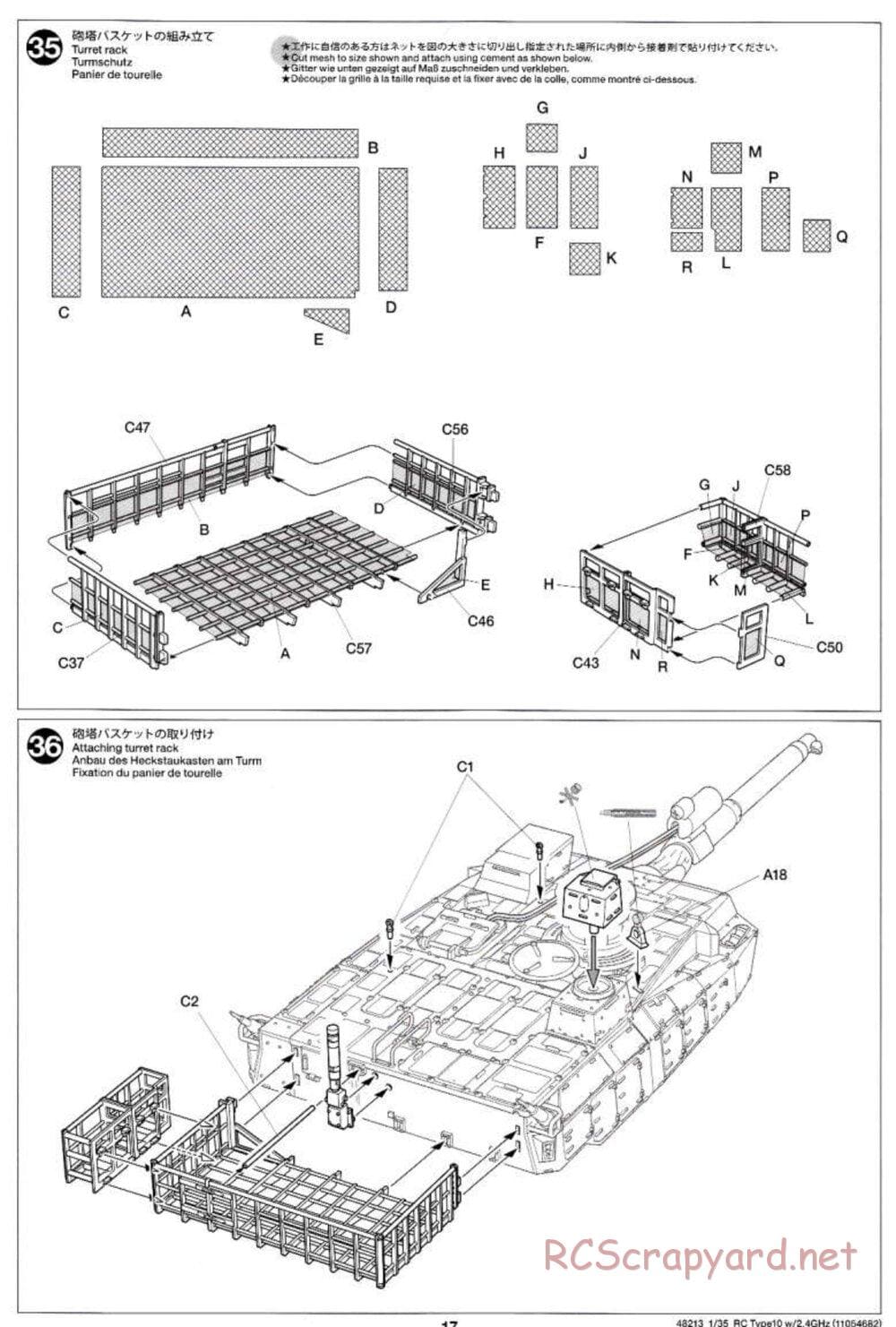 Tamiya - JGSDF Type 10 Tank - 1/35 Scale Chassis - Manual - Page 17