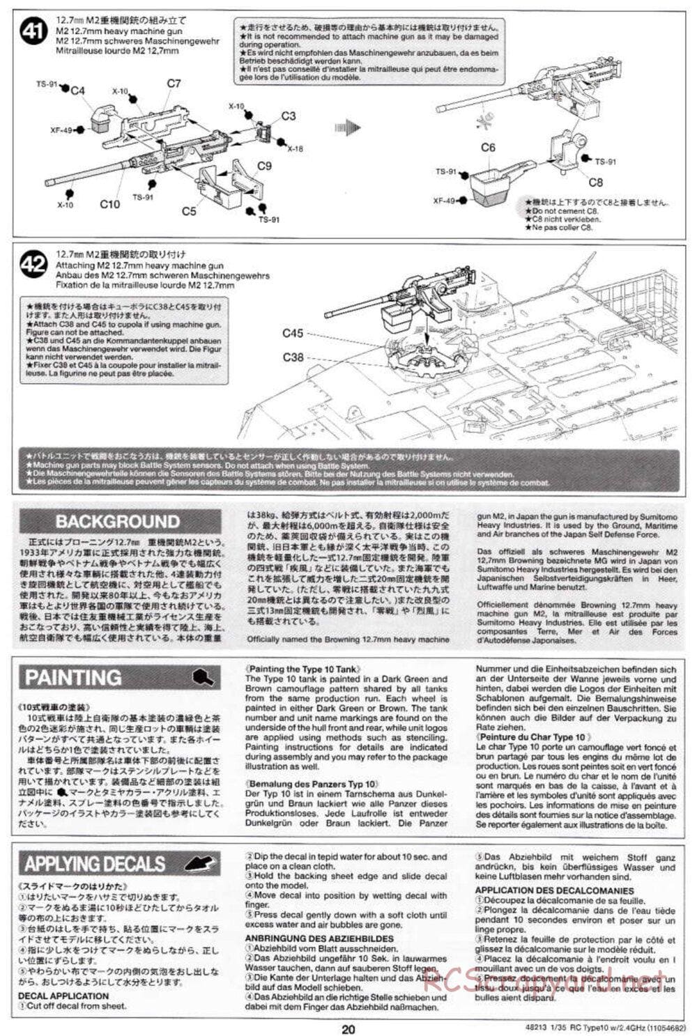 Tamiya - JGSDF Type 10 Tank - 1/35 Scale Chassis - Manual - Page 20