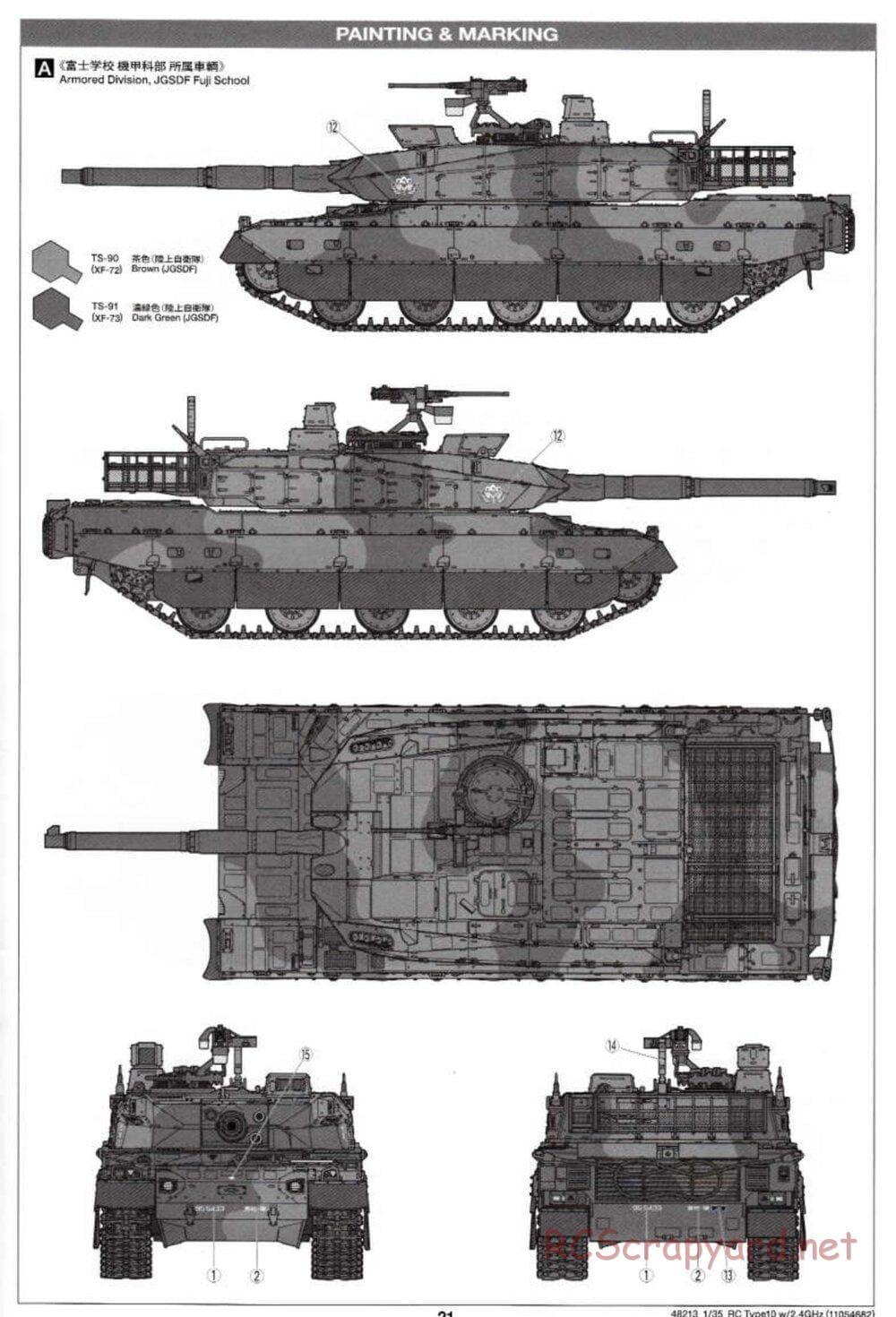 Tamiya - JGSDF Type 10 Tank - 1/35 Scale Chassis - Manual - Page 21