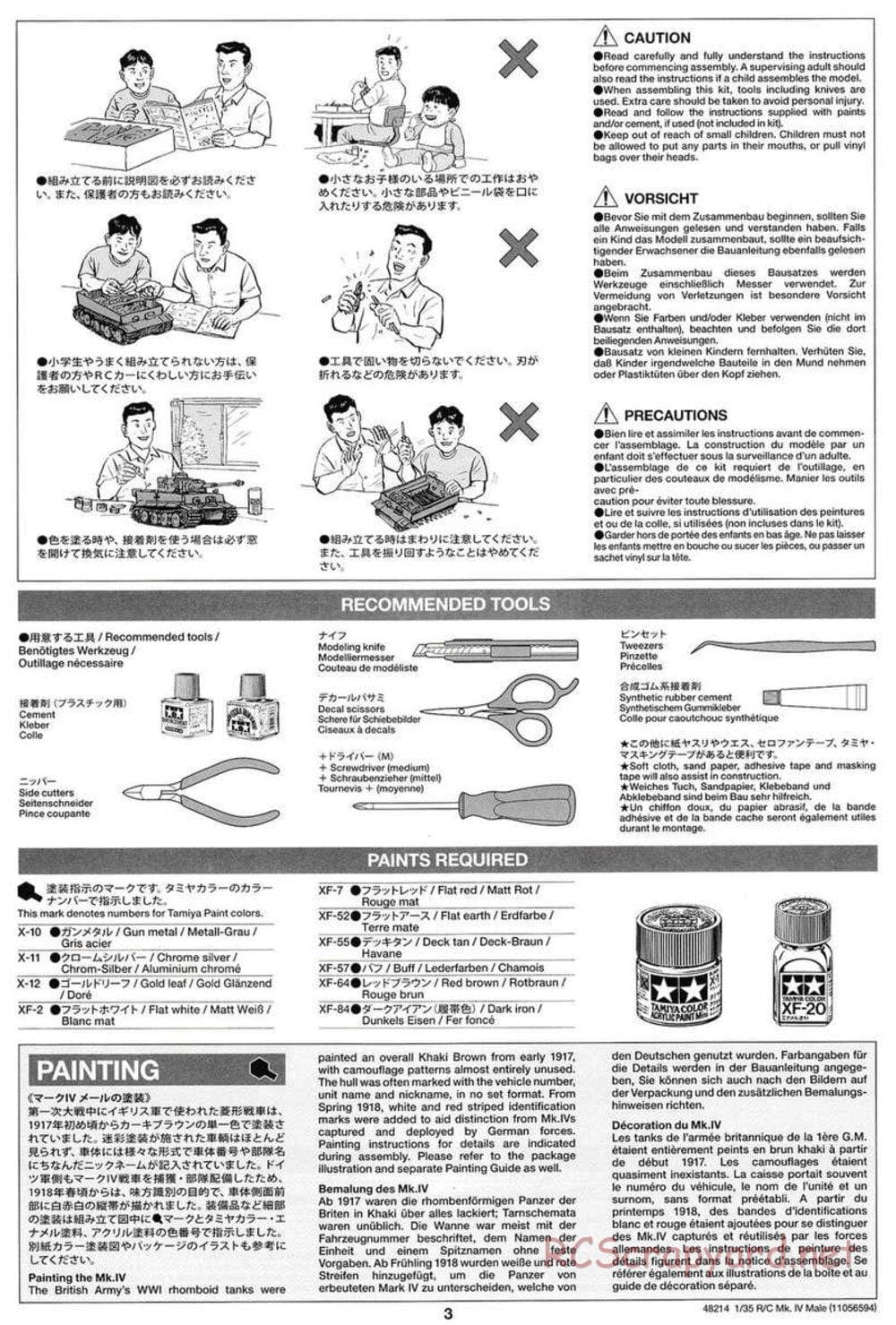 Tamiya - WWI British Tank Mark IV Male - 1/35 Scale Chassis - Manual - Page 3