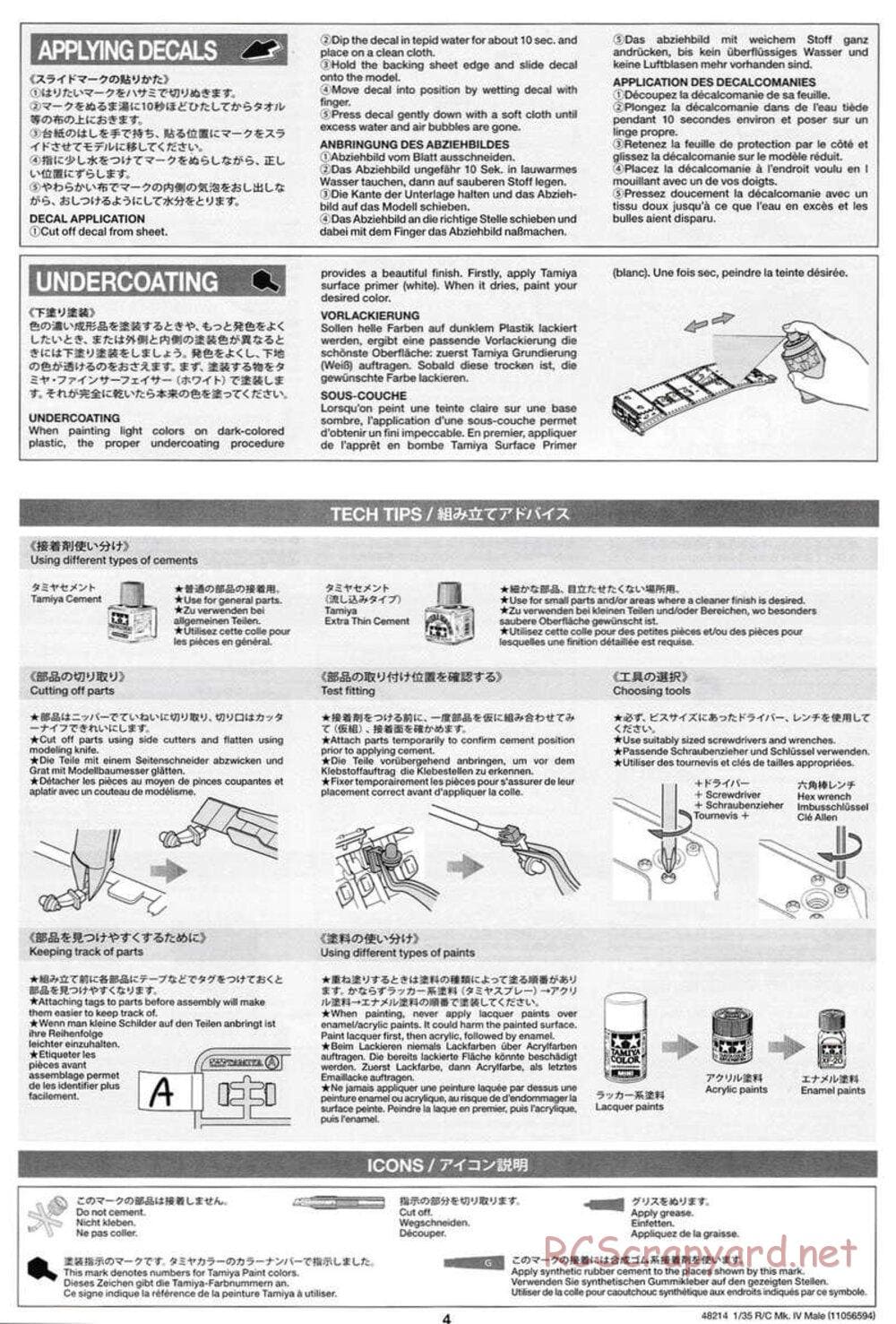 Tamiya - WWI British Tank Mark IV Male - 1/35 Scale Chassis - Manual - Page 4