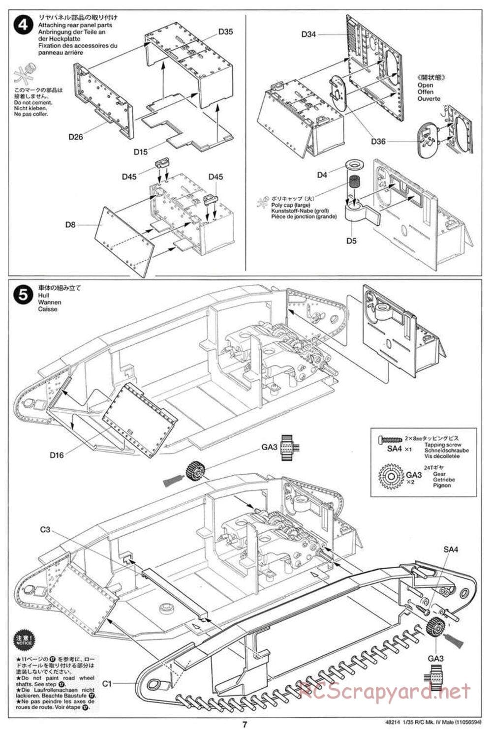 Tamiya - WWI British Tank Mark IV Male - 1/35 Scale Chassis - Manual - Page 7