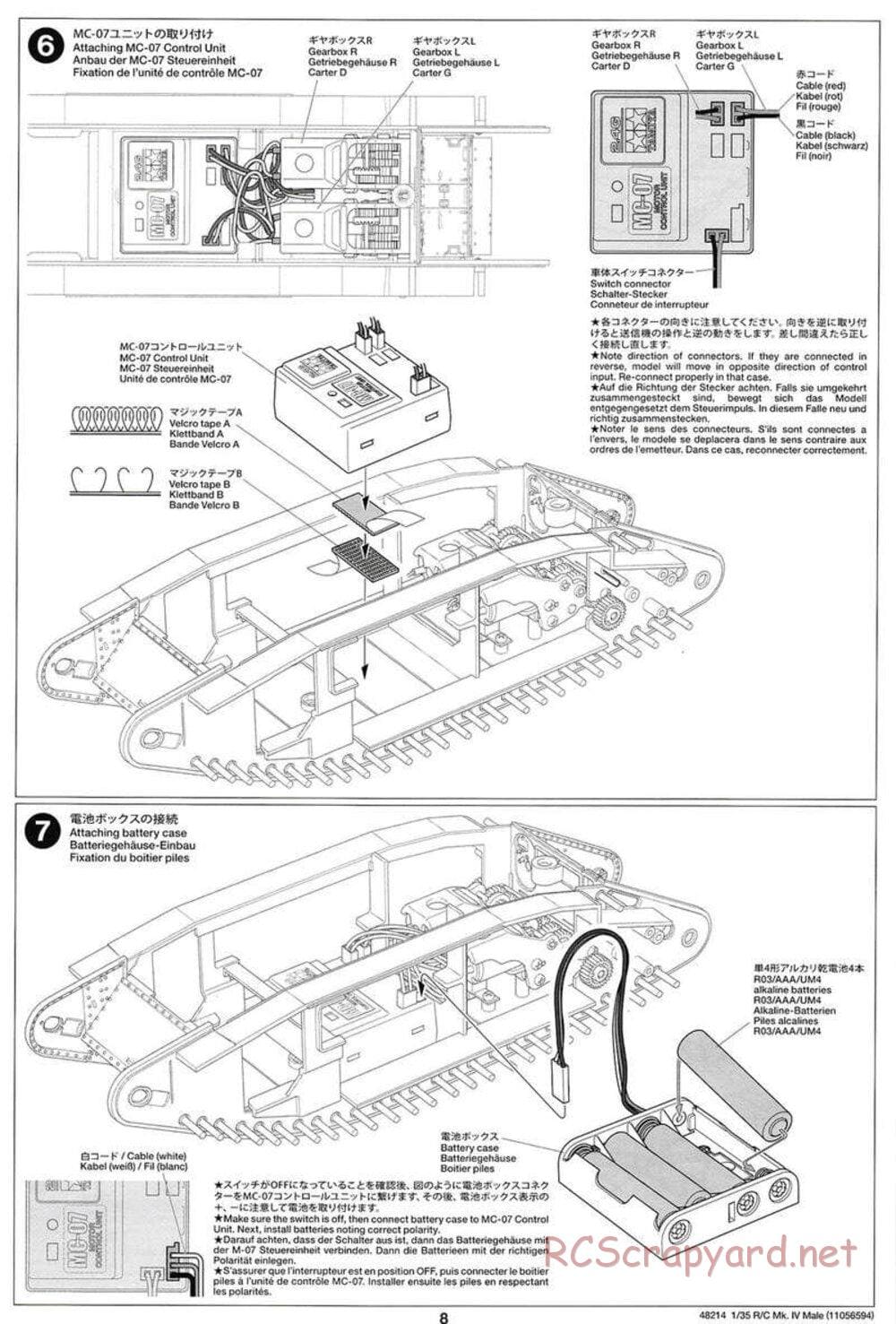 Tamiya - WWI British Tank Mark IV Male - 1/35 Scale Chassis - Manual - Page 8