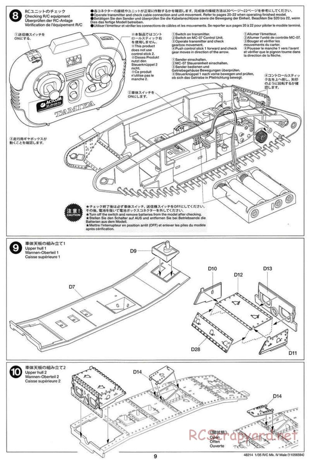 Tamiya - WWI British Tank Mark IV Male - 1/35 Scale Chassis - Manual - Page 9