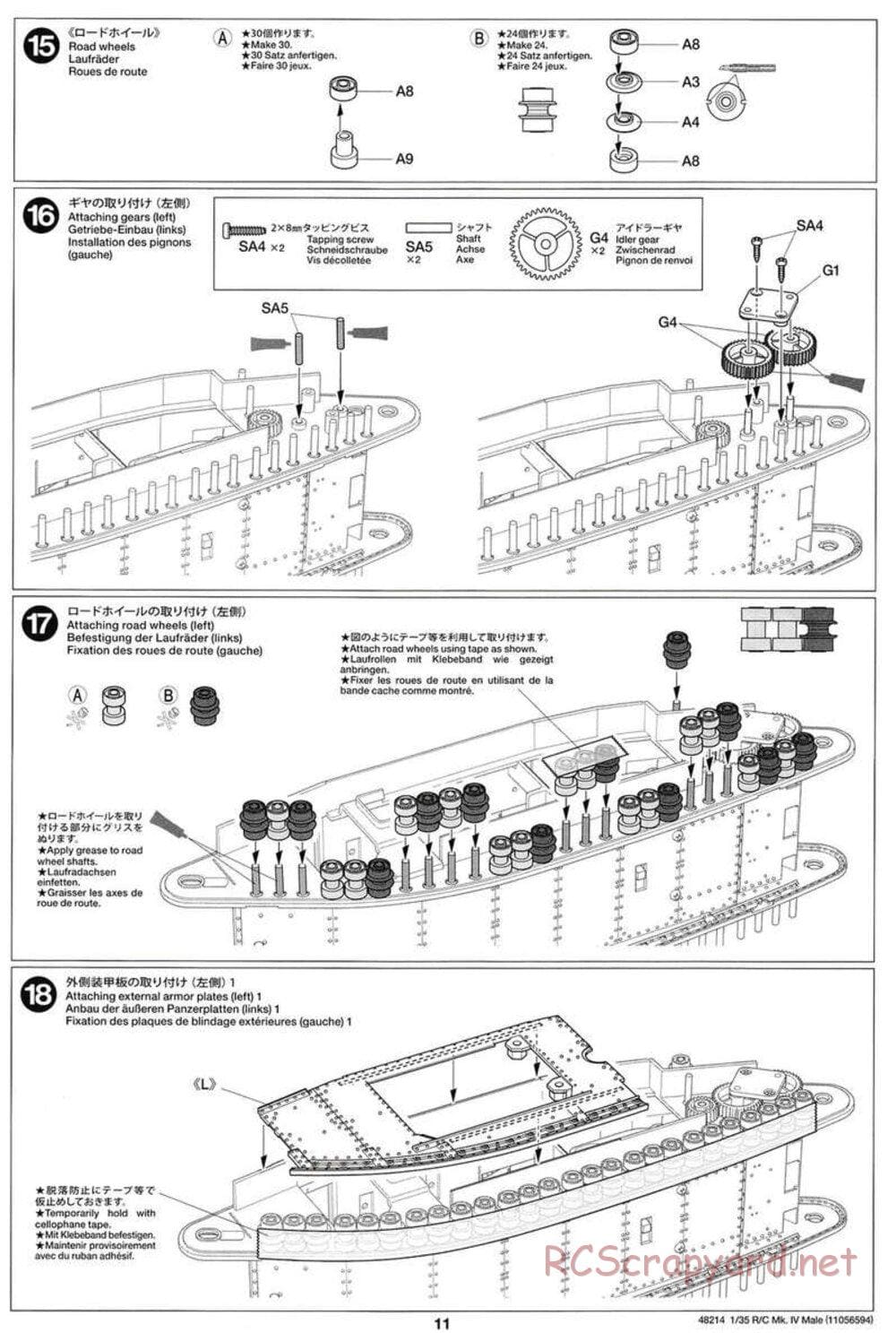 Tamiya - WWI British Tank Mark IV Male - 1/35 Scale Chassis - Manual - Page 11