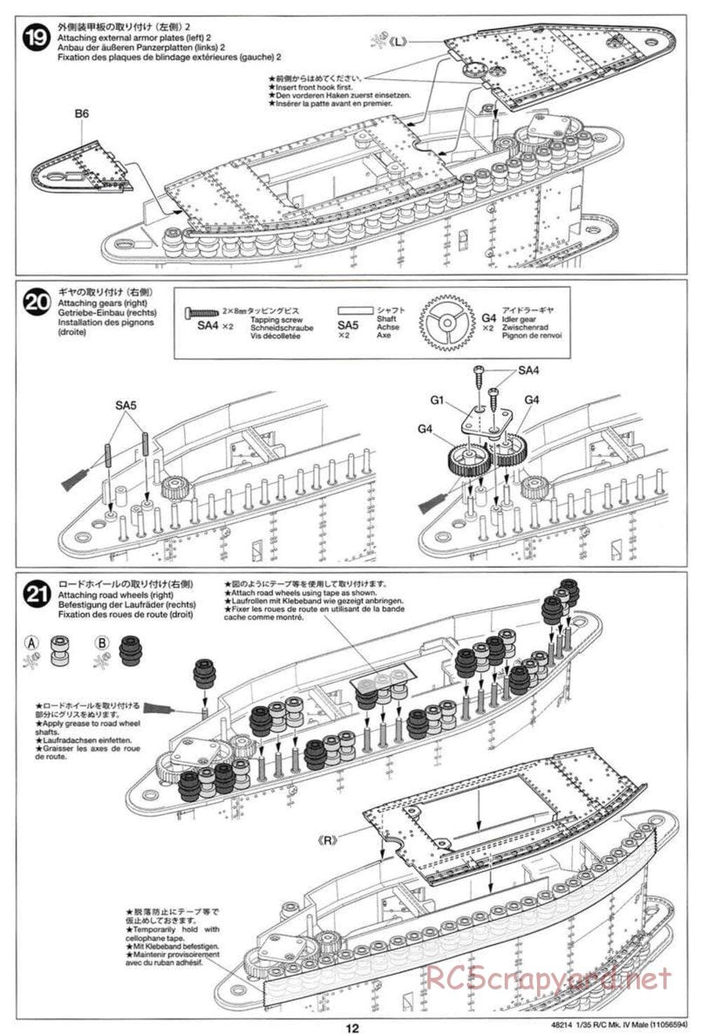 Tamiya - WWI British Tank Mark IV Male - 1/35 Scale Chassis - Manual - Page 12